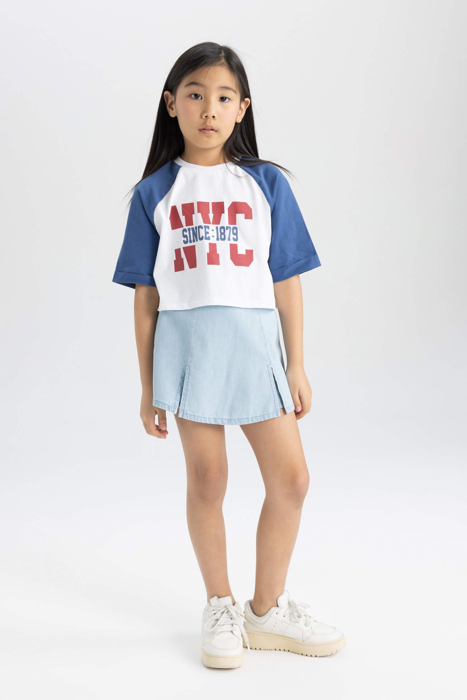 Girl Crew Neck Printed Short Sleeve T-Shirt