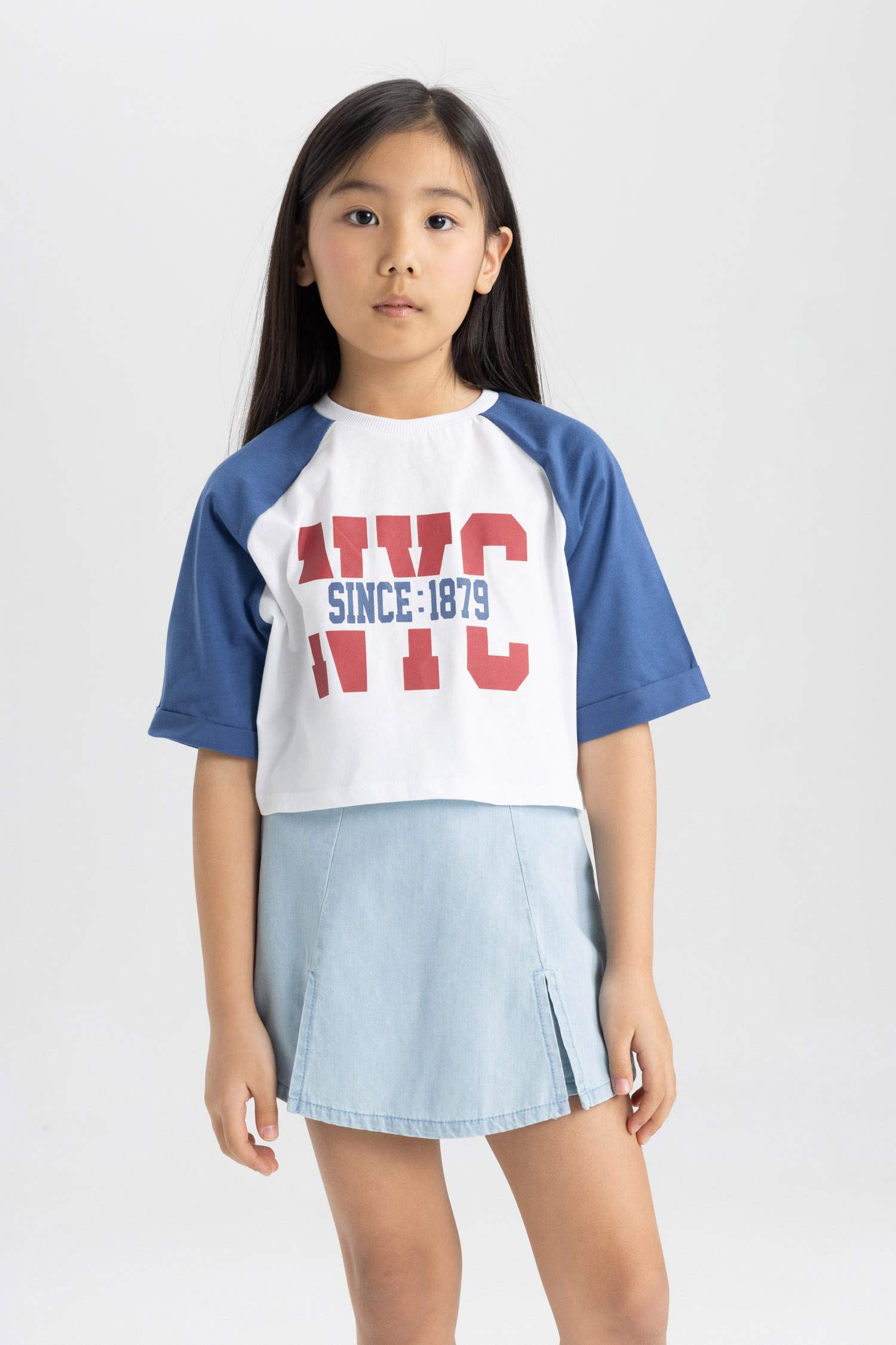 Girl Crew Neck Printed Short Sleeve T-Shirt