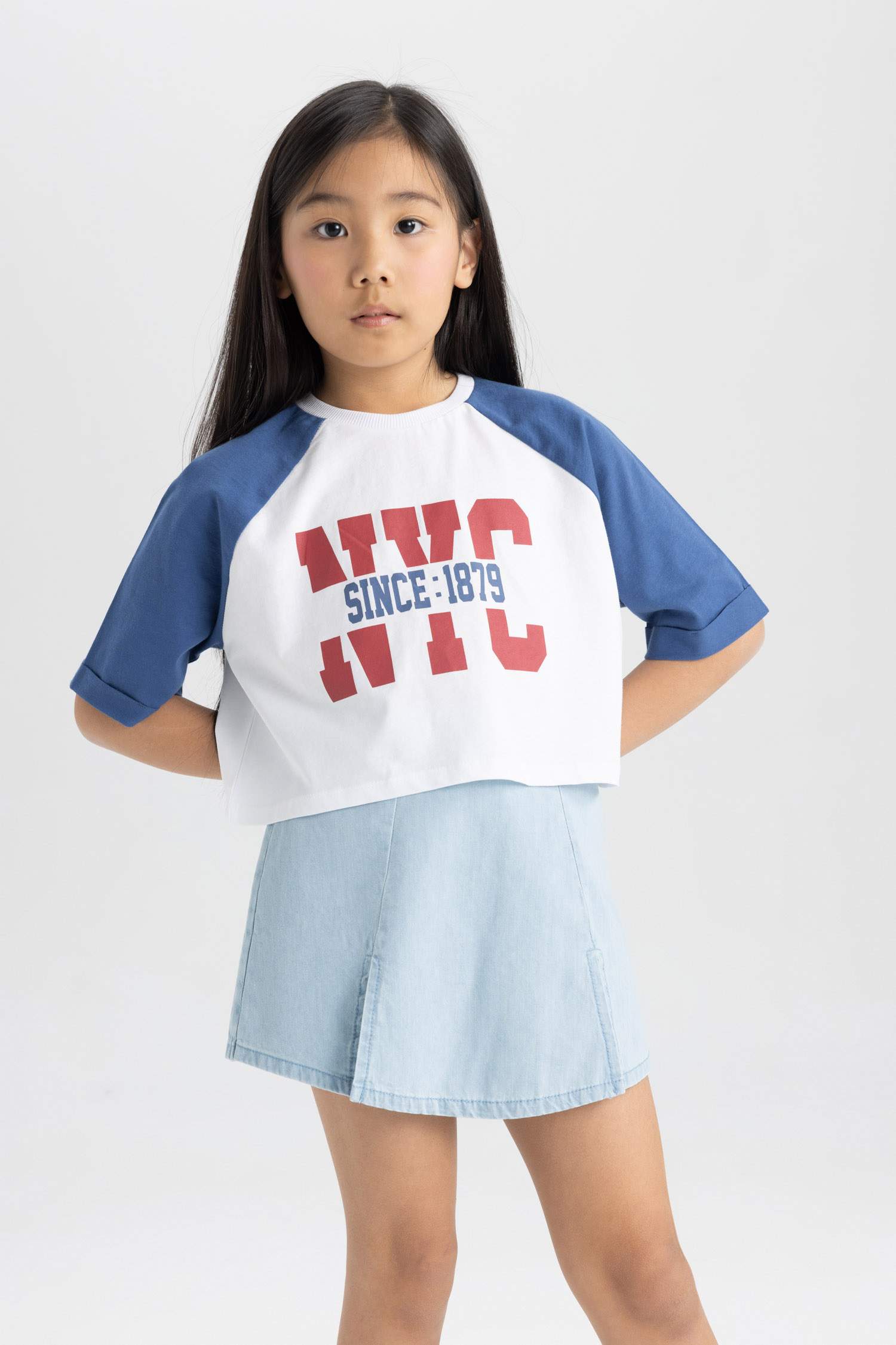 Girl Crew Neck Printed Short Sleeve T-Shirt