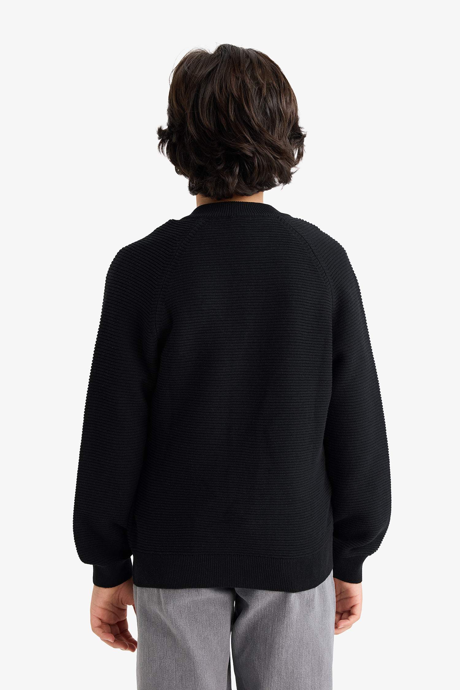 Boy Half Turtleneck Knit Zippered Cardigan