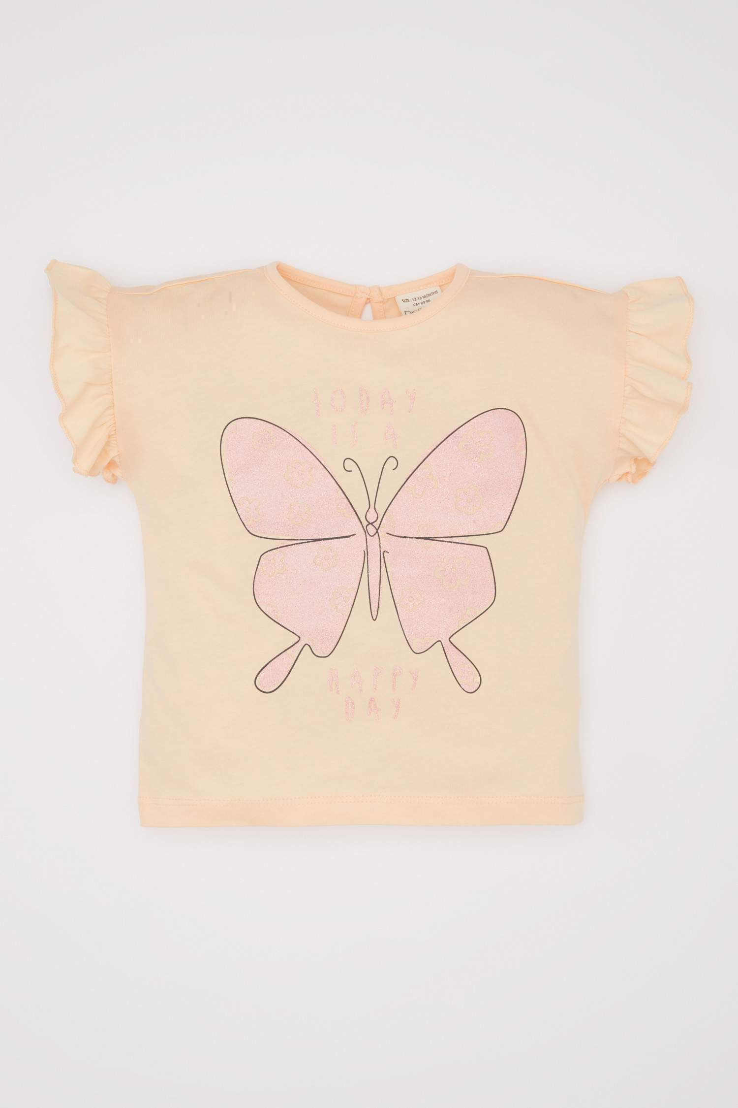 تيشيرت بناتي نص كم بطبعة فراشة