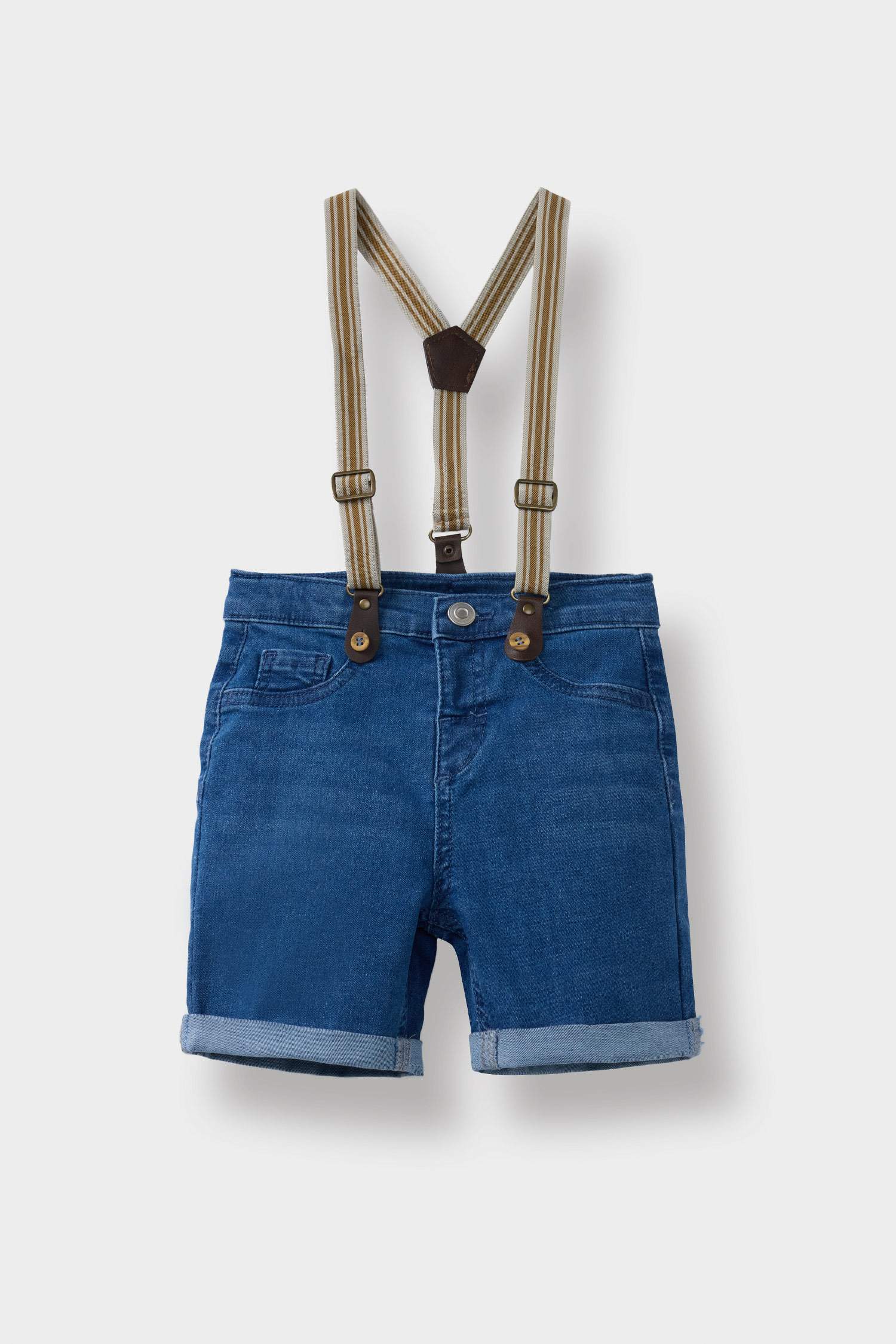 Short en jean à bretelles pour bébé garçon