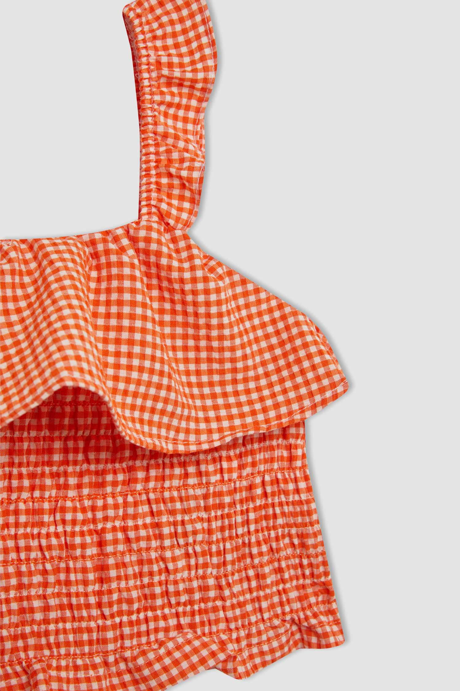 بلوزة كاروهات بناتي بحمالات