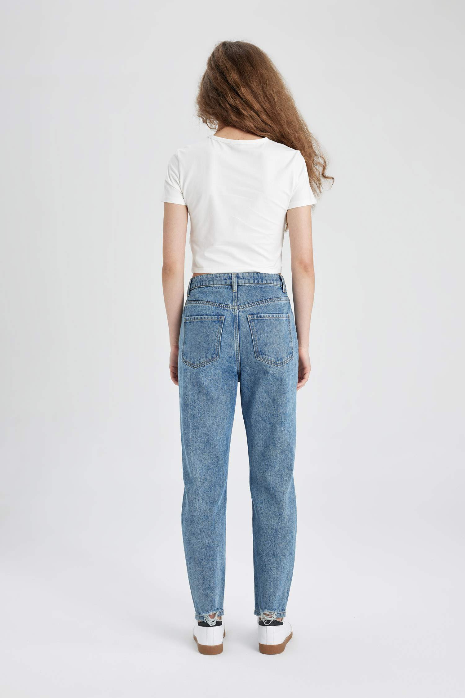 بنطرون جينز موم فيت ممزق