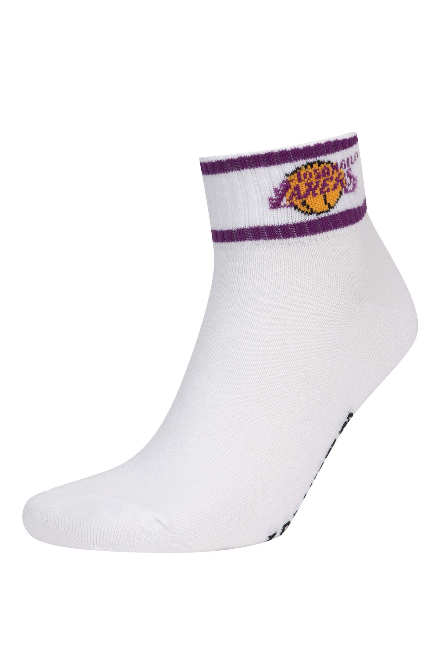 White MAN Man NBA Los Angeles Lakers Licensed 2 piece Short Socks 3127111 DeFacto