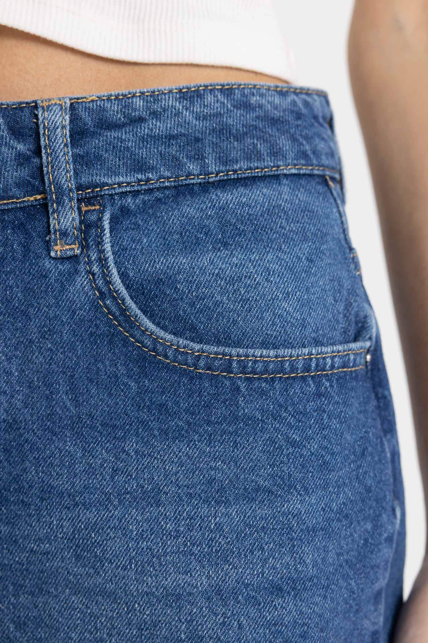 Mom Fit Yüksek Bel Jean Şort