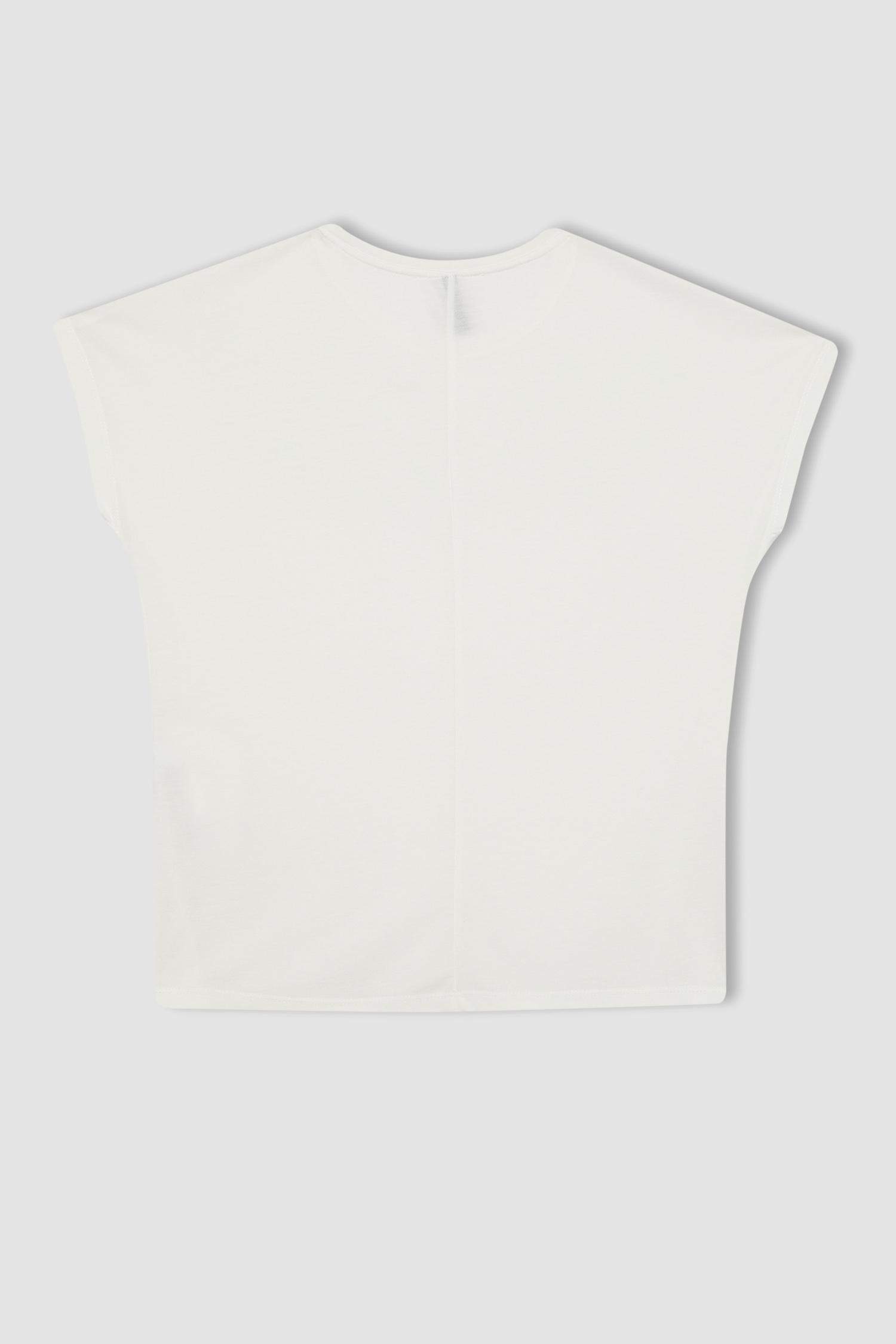 تيشيرت نص كم قطن قصة عادية مطبوع