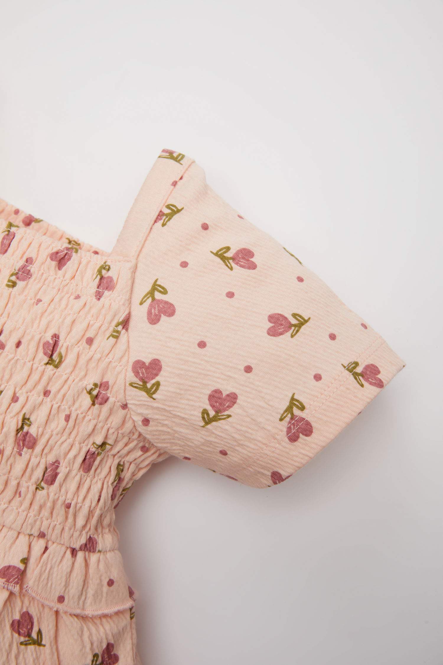 فستان فلورال بناتي قصة عادية نص كم وياقة مربعة