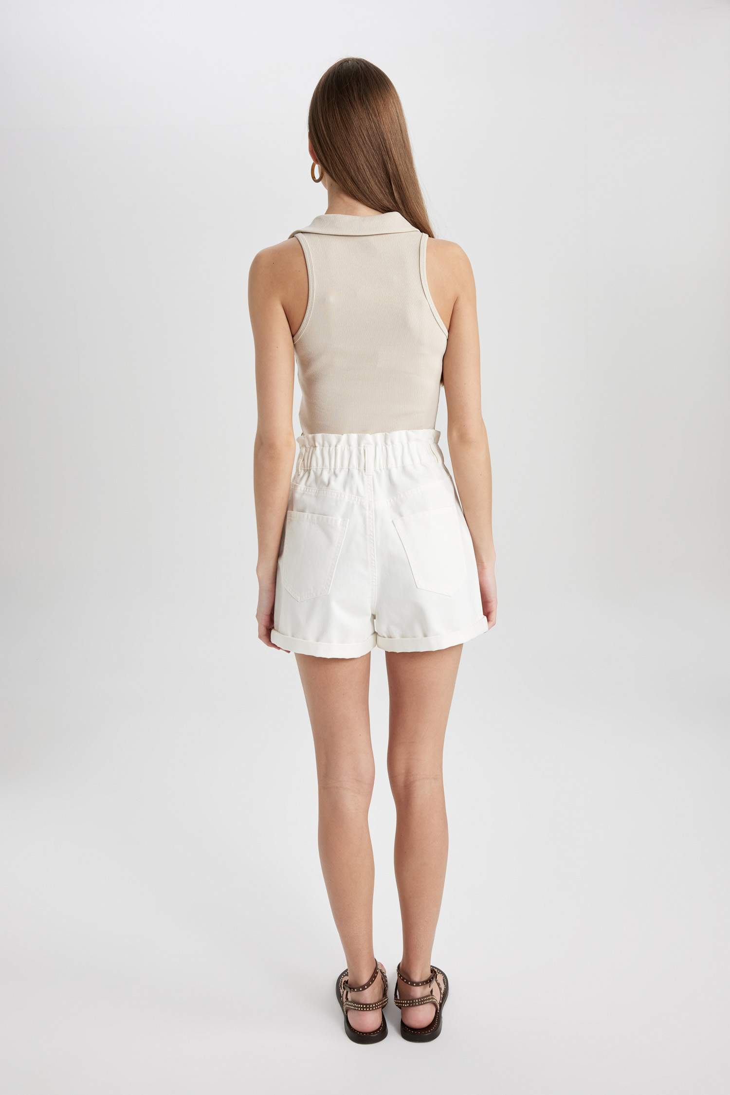 Джинсовые шорты Paperbag с высокой талией