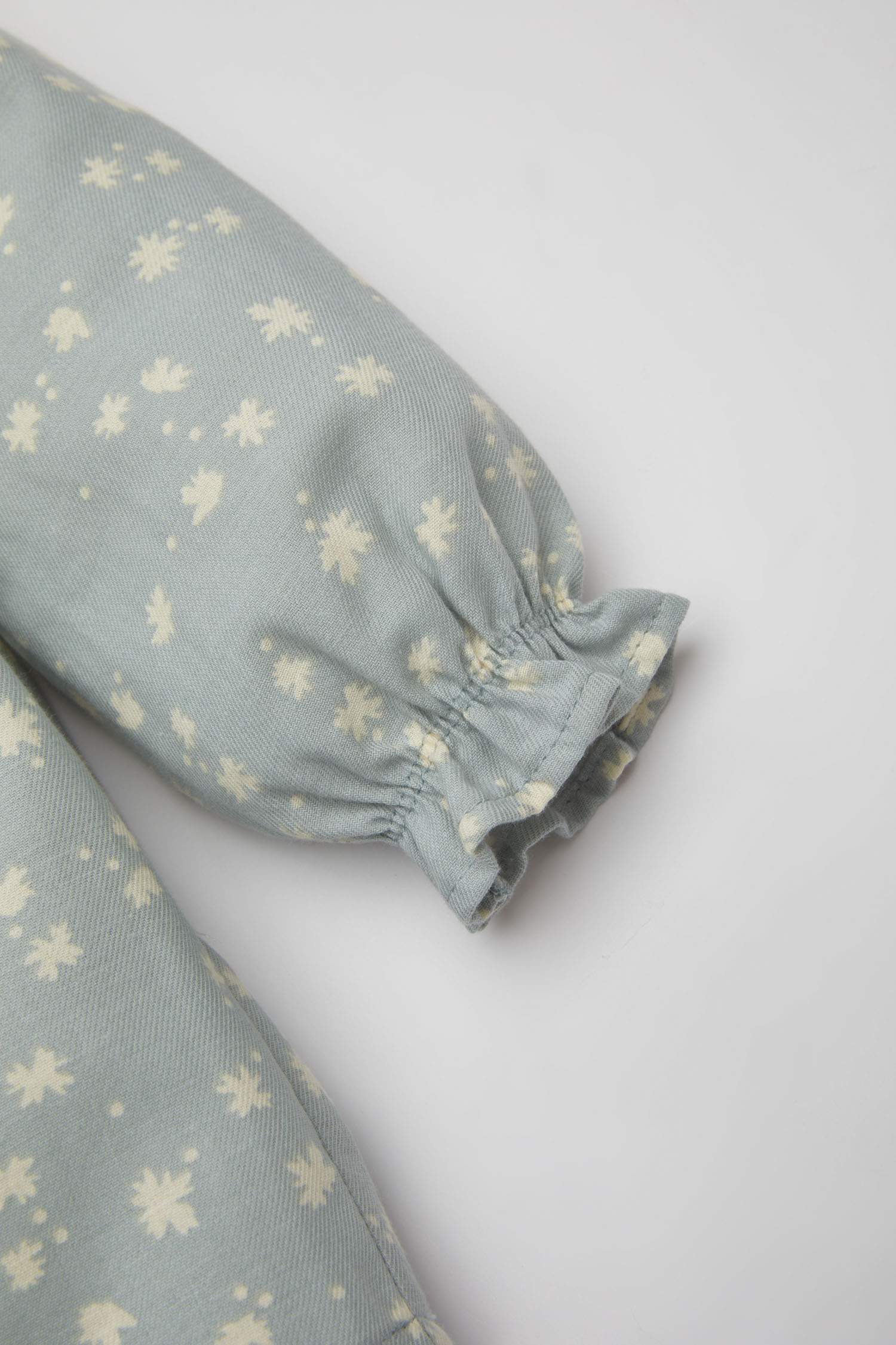 Kız Bebek Çiçekli Uzun Kollu Twill Elbise