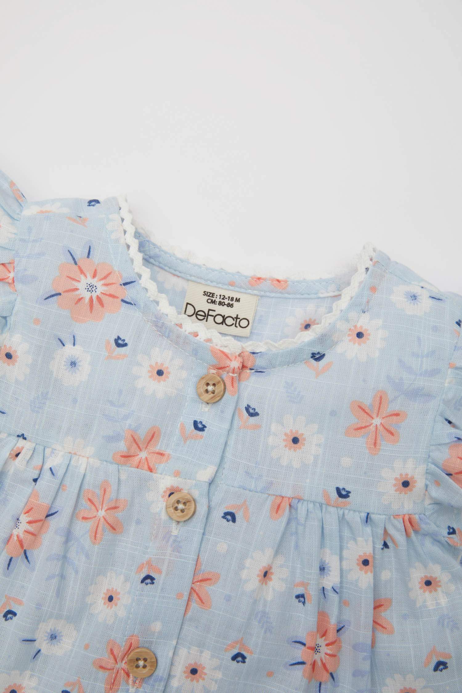 Baby Girl Floral Short Sleeve Poplin Dress