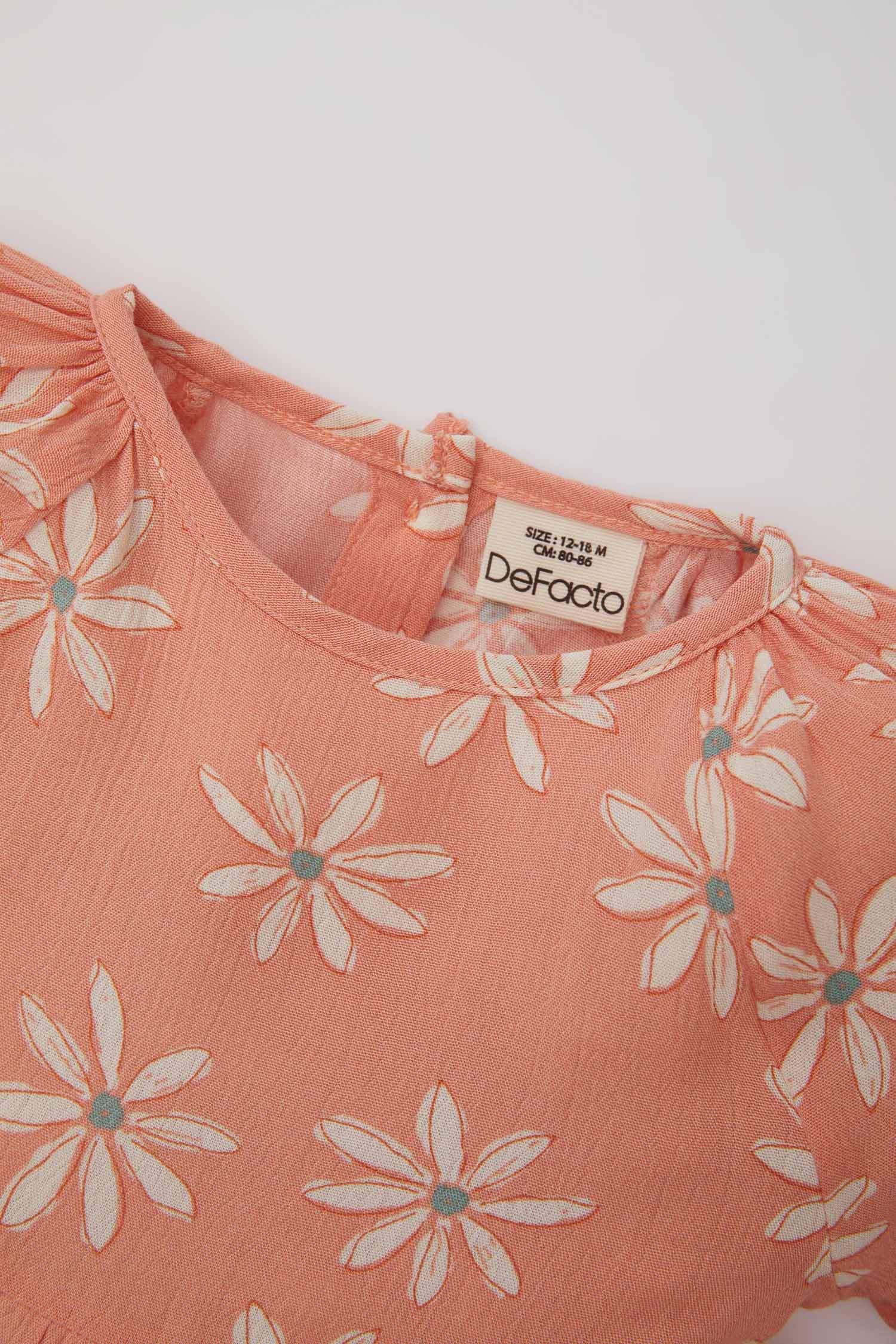 فستان فلورال نص ردن فيسكوز قصة عادية وياخة بيبي