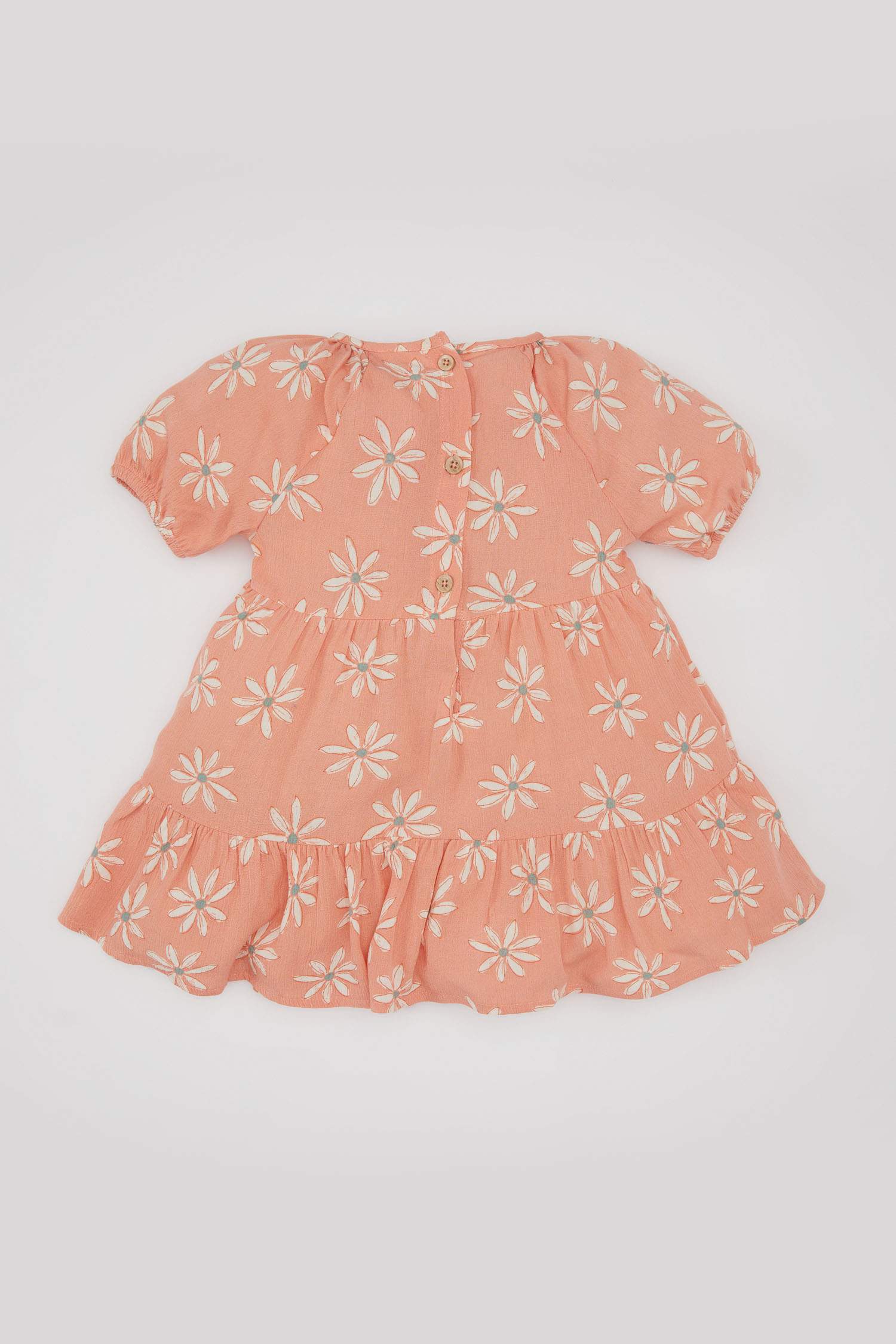 Baby Girl Floral Short Sleeve Crinkle Viscose Dress