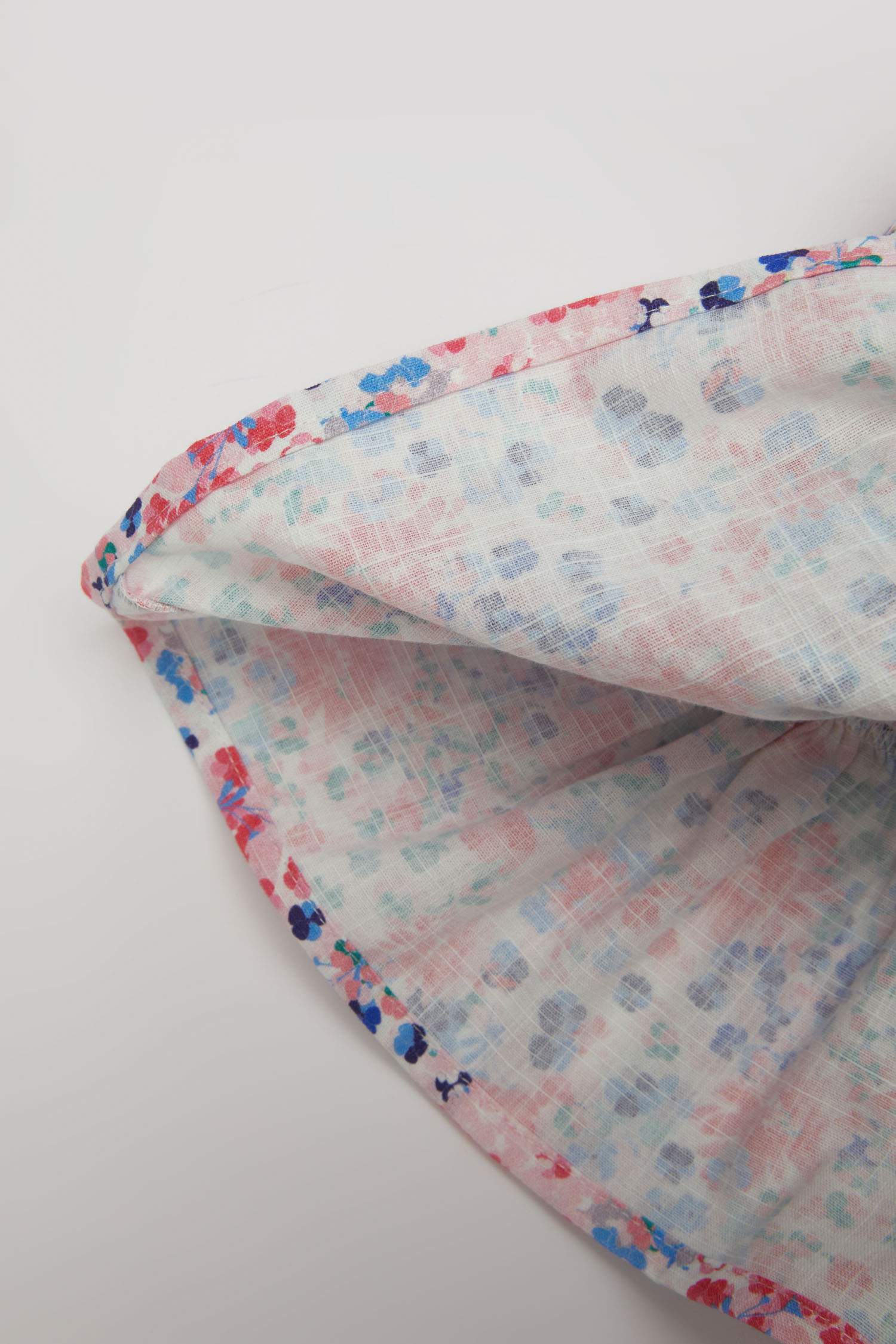 Robe manches courtes aspect lin imprimée pour bébé fille