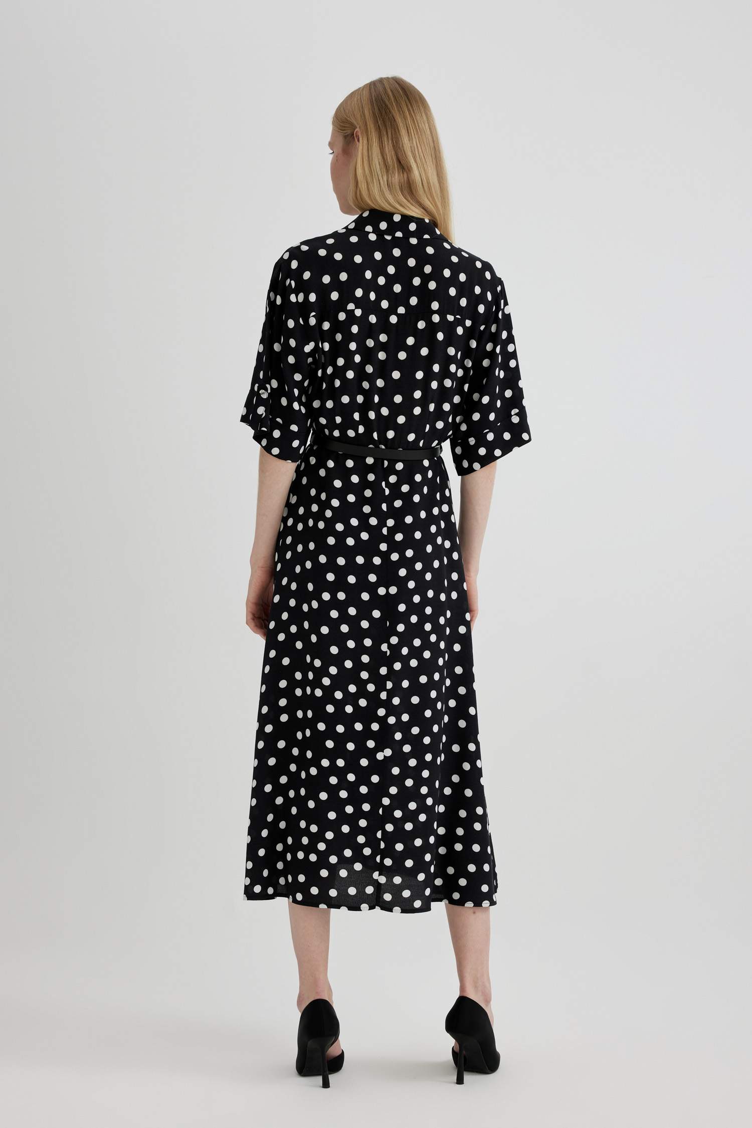 Shirt Collar Printed Maxi Dress