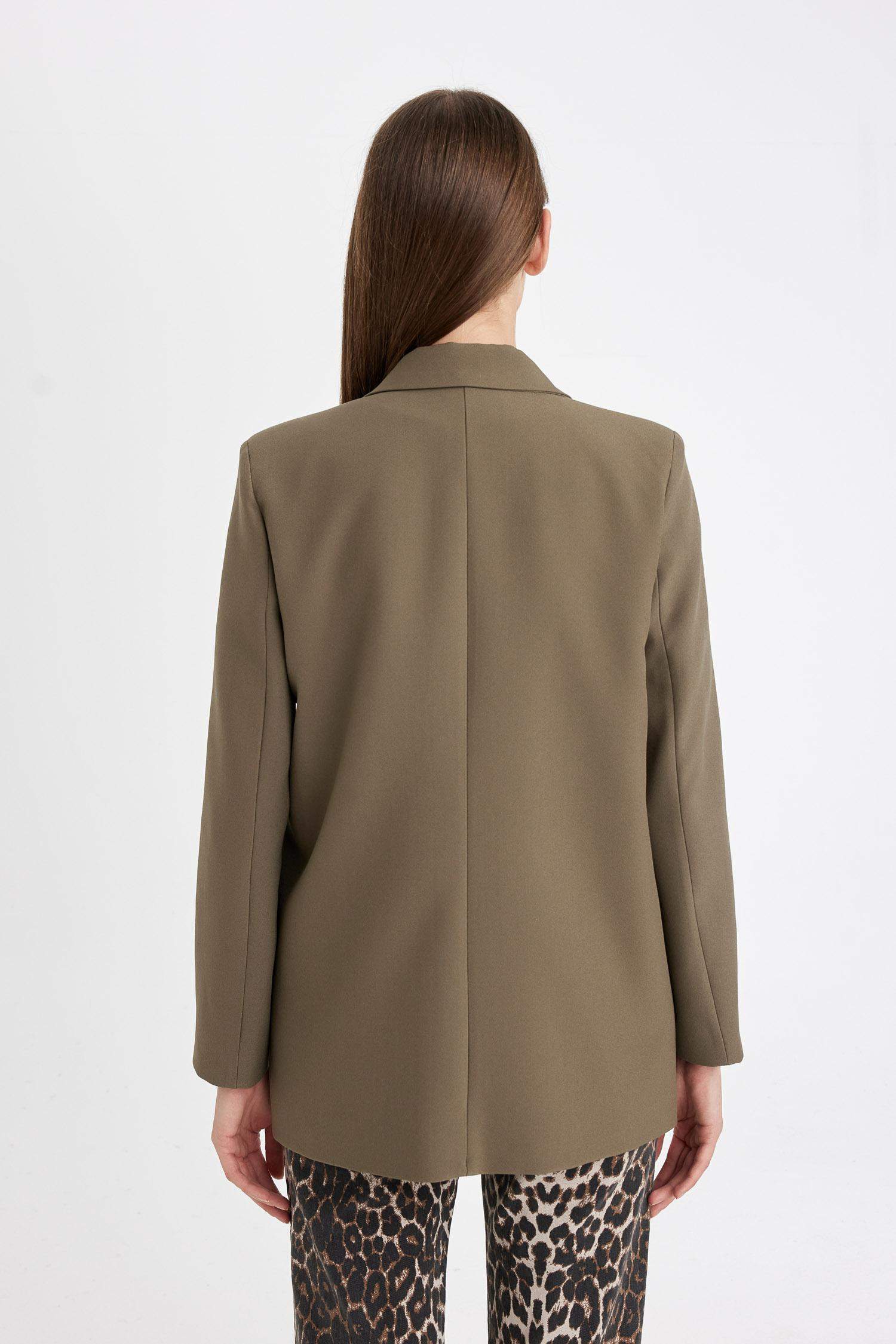 Oversize Geniş Kalıp Ceket Yaka Düğmeli Basic Düz Blazer Ceket