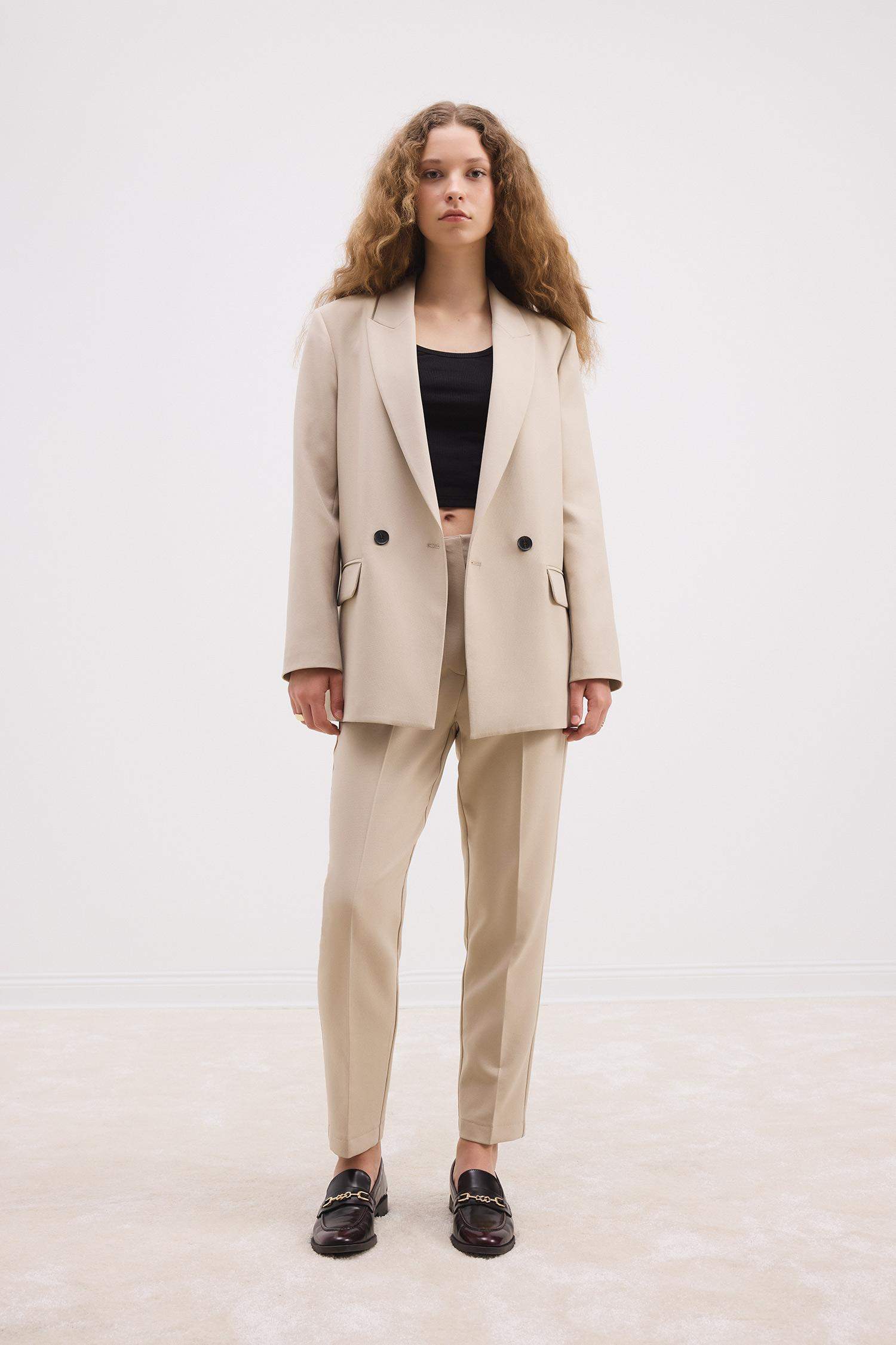 Carrot Fit High Waist Skinny Leg Crop Trousers