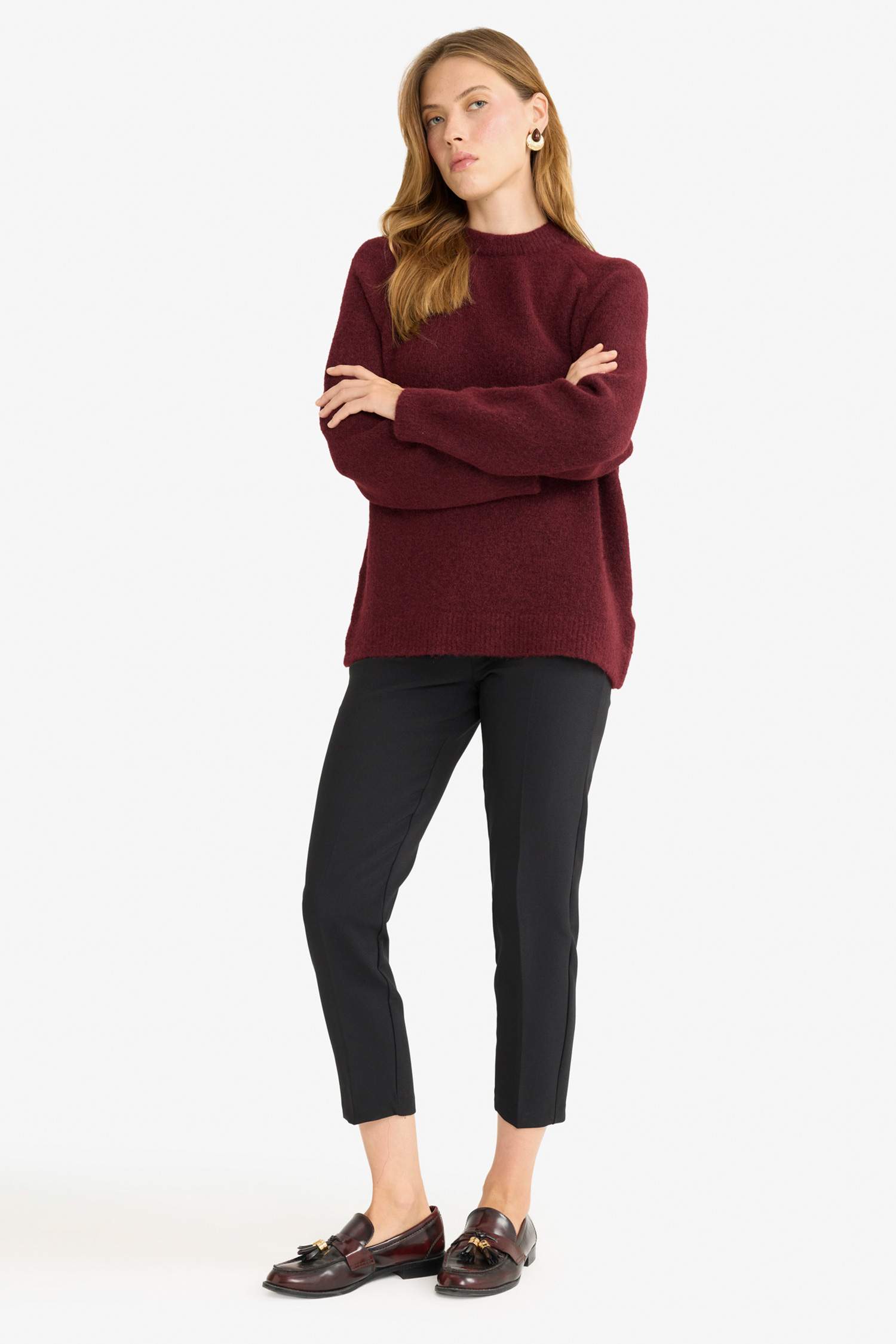 Pantalon court à coupe Carotte à jambes étroites