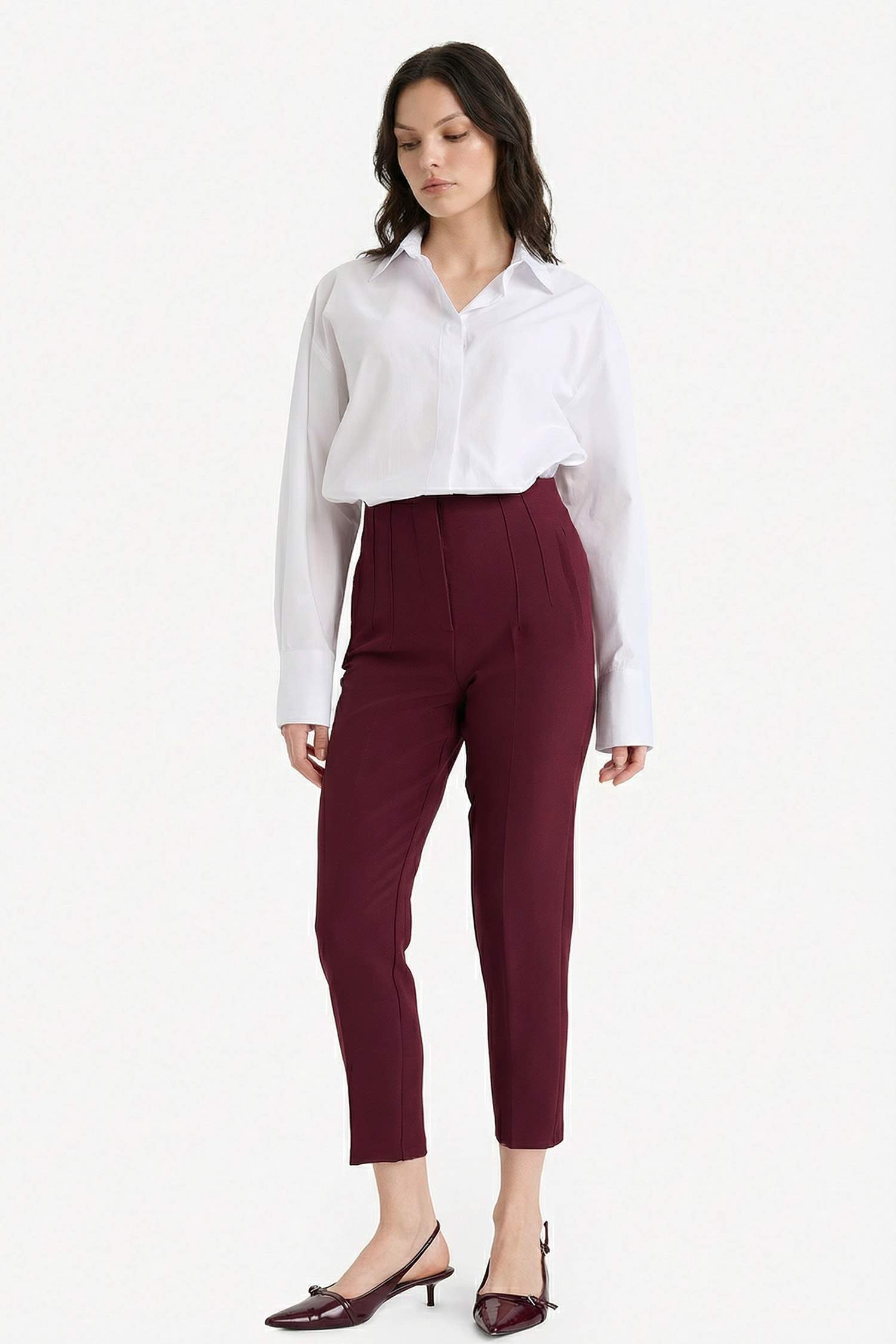 Carrot Fit  Fermuarlı Yüksek Bel Dar Paça Crop Pantolon