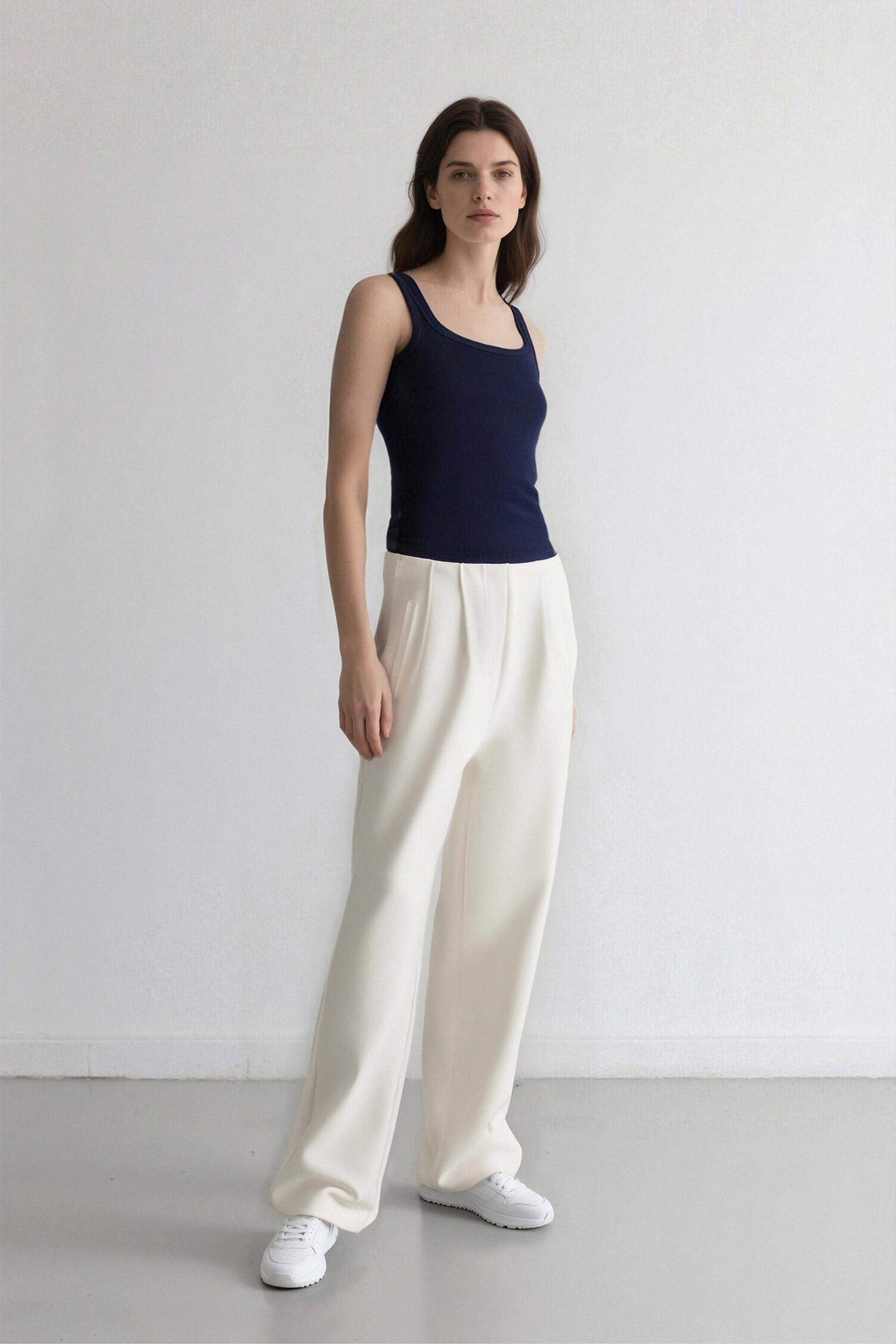 Carrot Fit Crop Kumaş Pantolon Fermuarlı Yüksek Bel Dar Paça