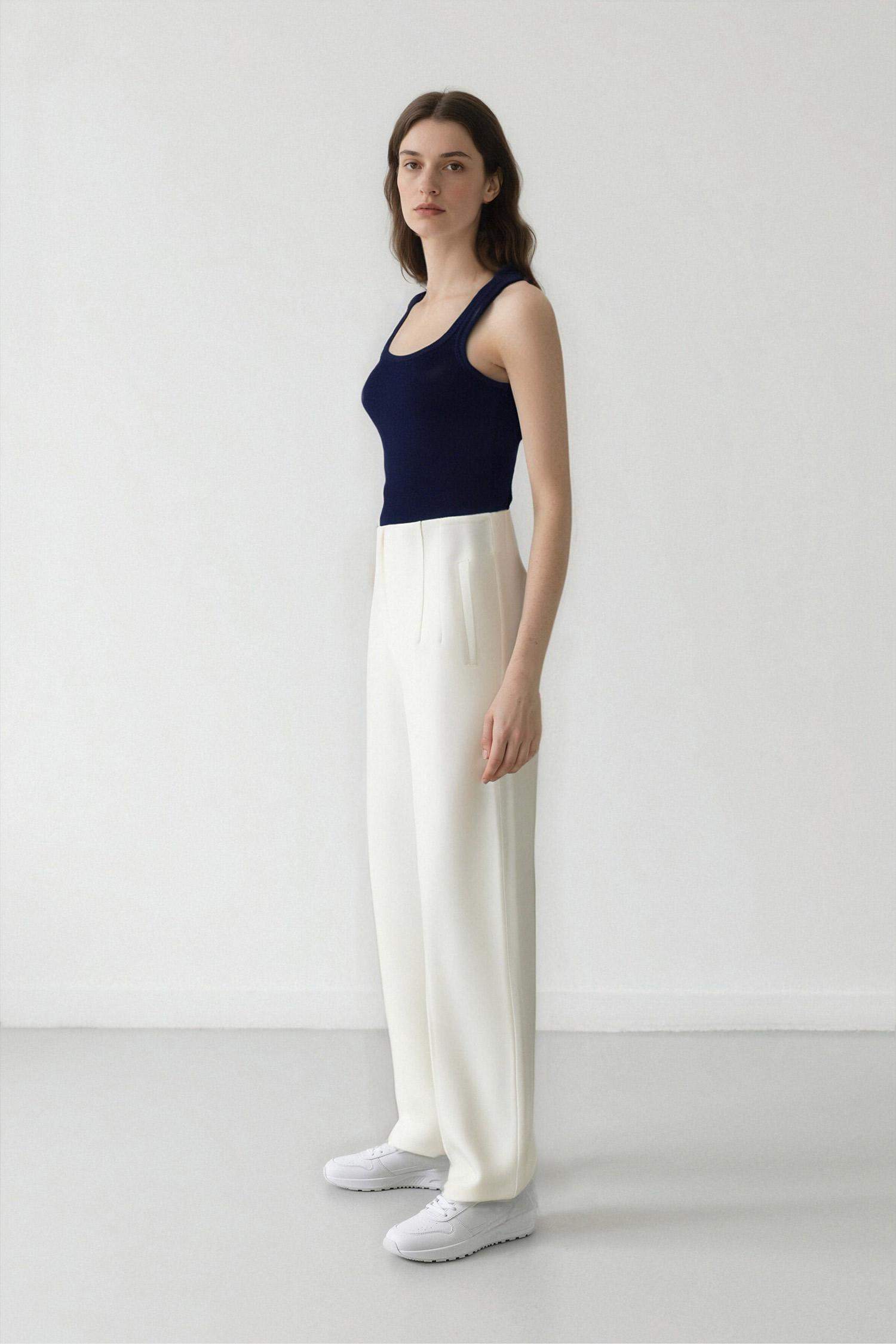 Carrot Fit Crop Kumaş Pantolon Fermuarlı Yüksek Bel Dar Paça