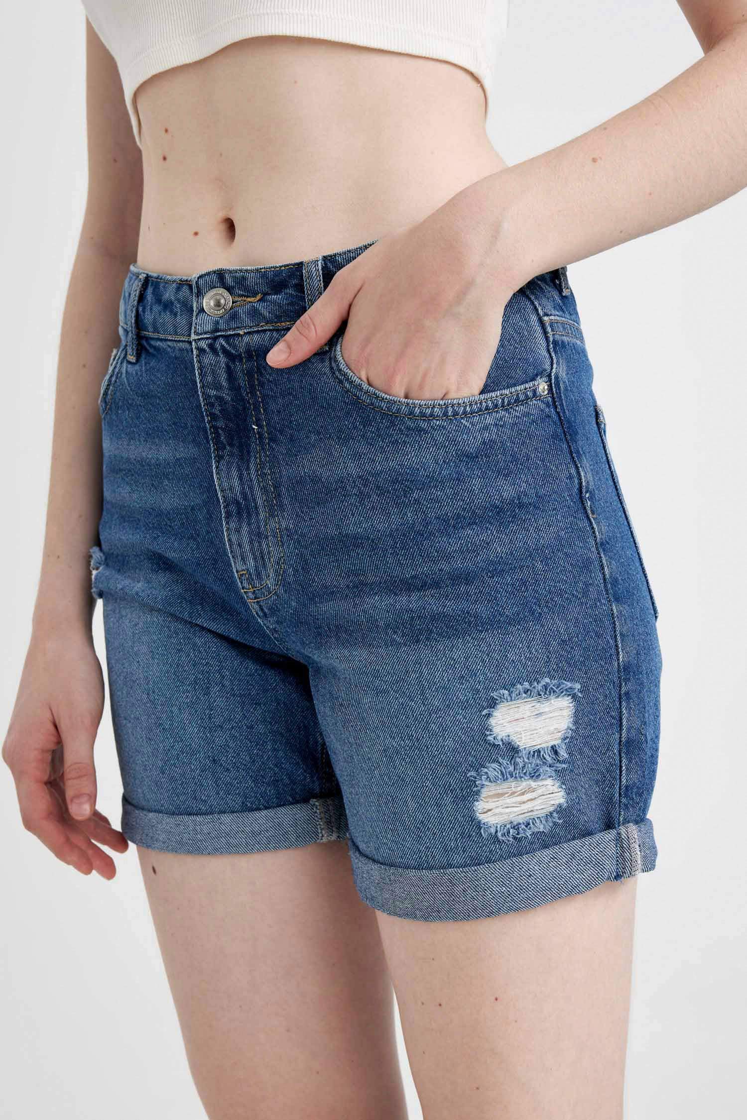 Short Boyfirend en Jean à Taille haute