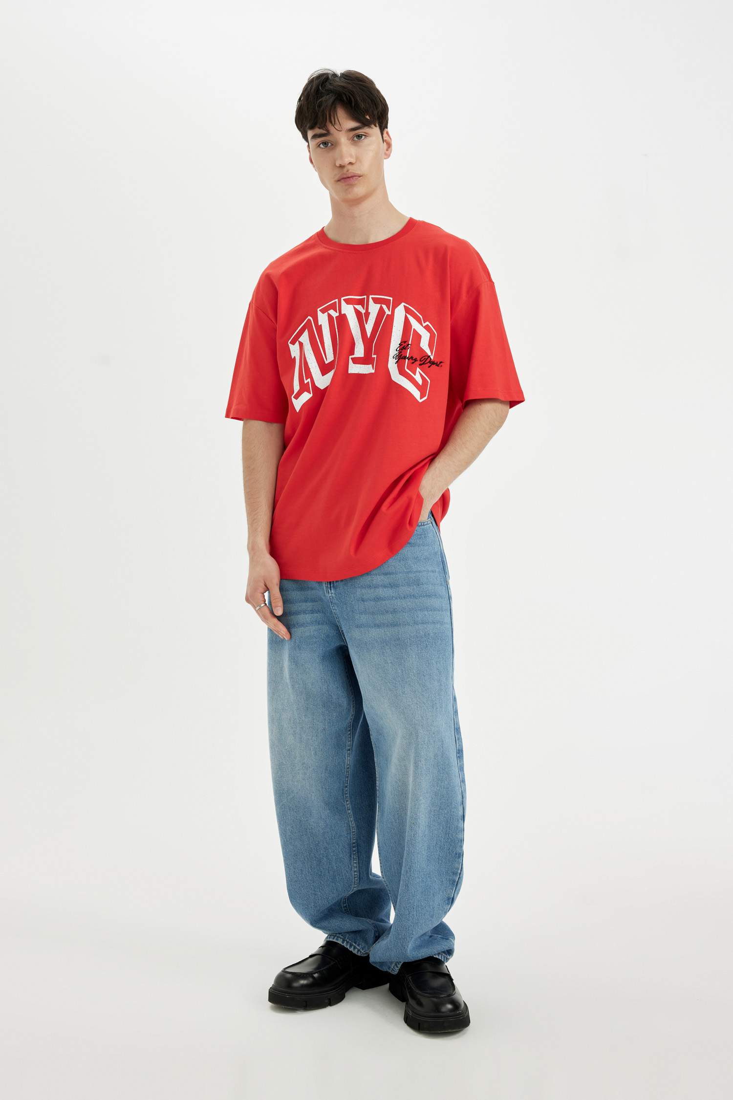 Comfort Regular Fit Crew Neck Printed Short Sleeve T-Shirt