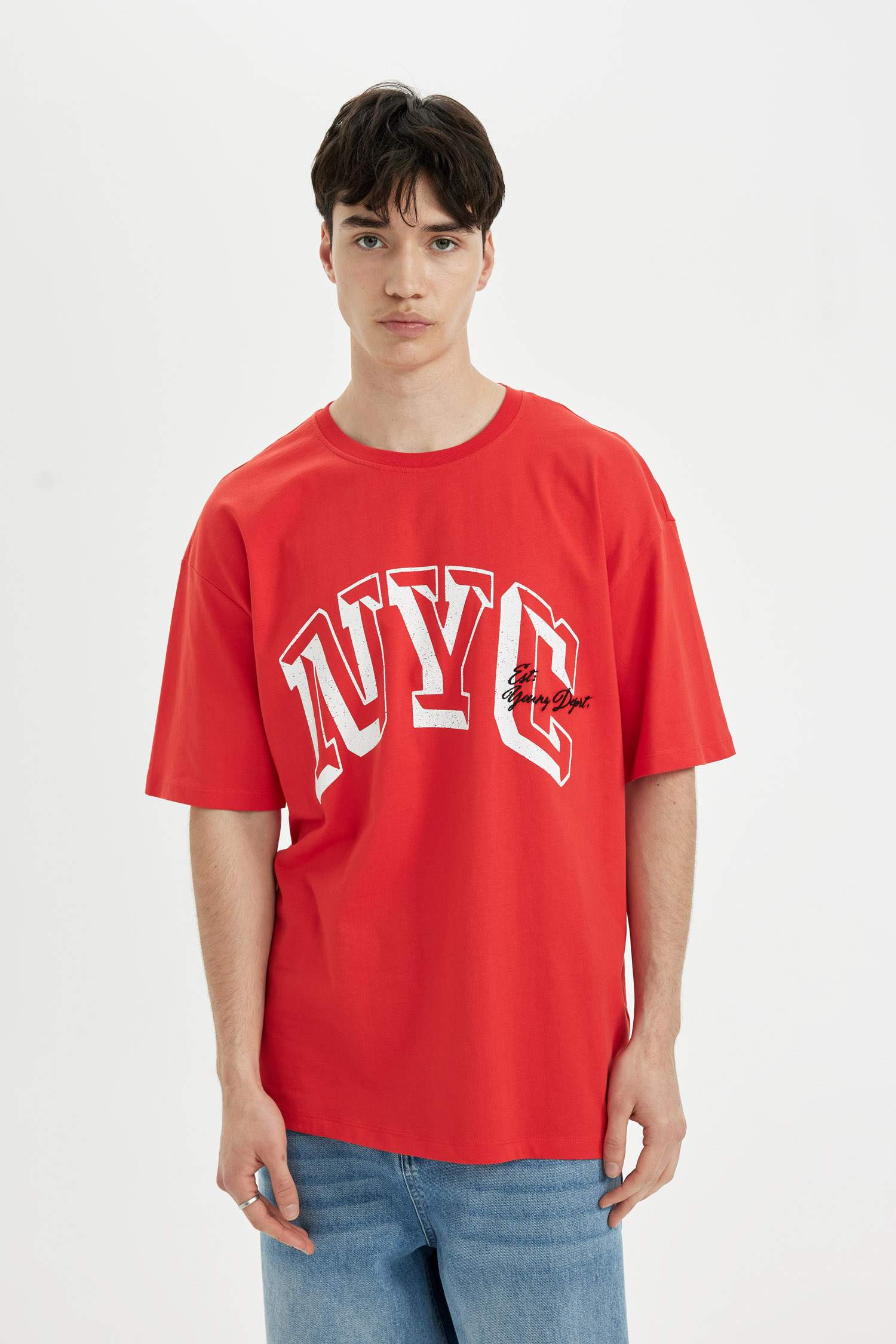 Comfort Regular Fit Crew Neck Printed Short Sleeve T-Shirt