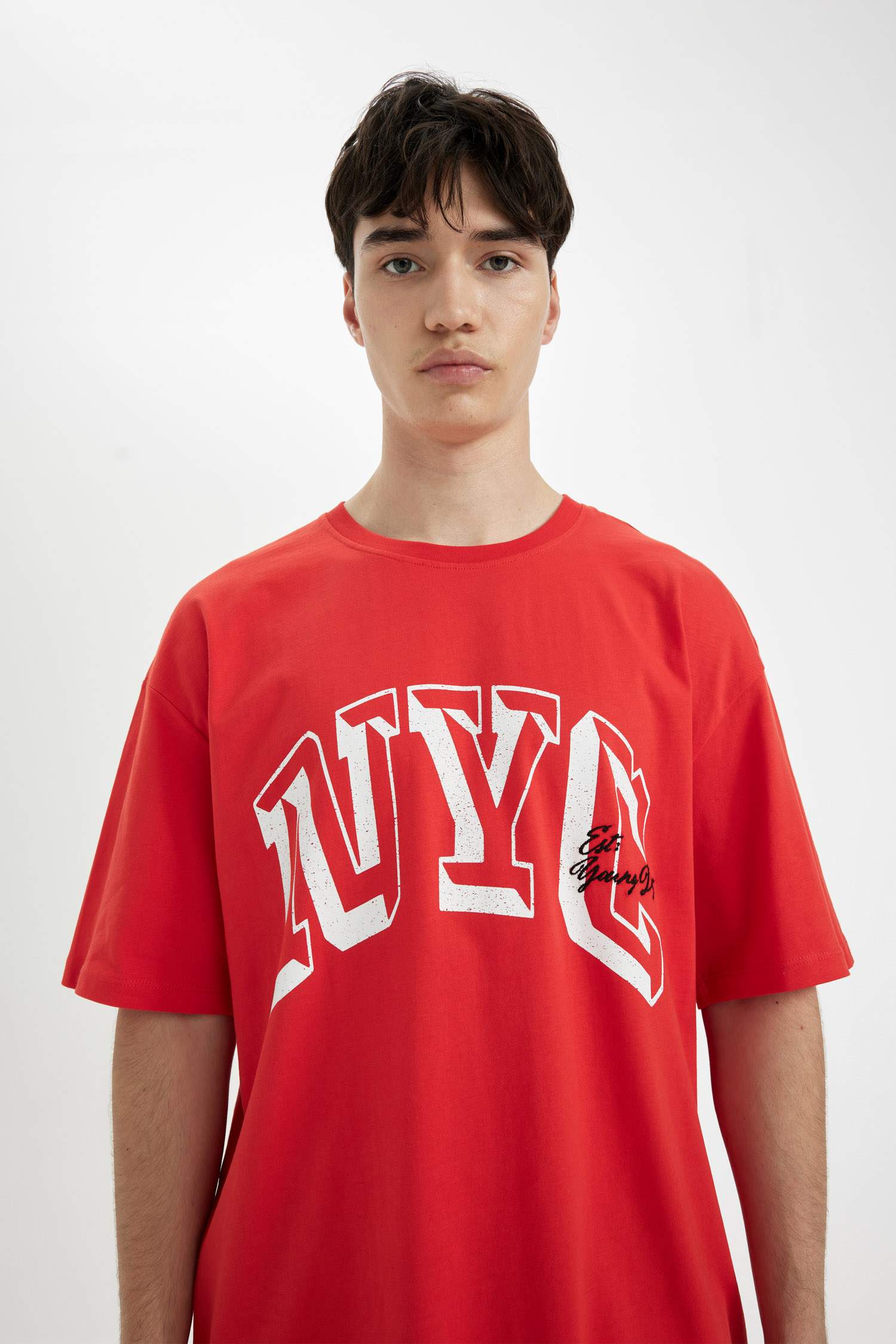 Comfort Regular Fit Crew Neck Printed Short Sleeve T-Shirt