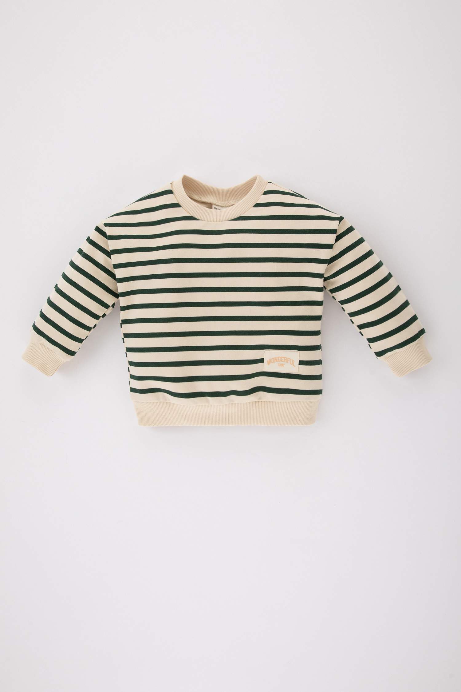 Erkek Bebek Bisiklet Yaka Çizgili Sweatshirt