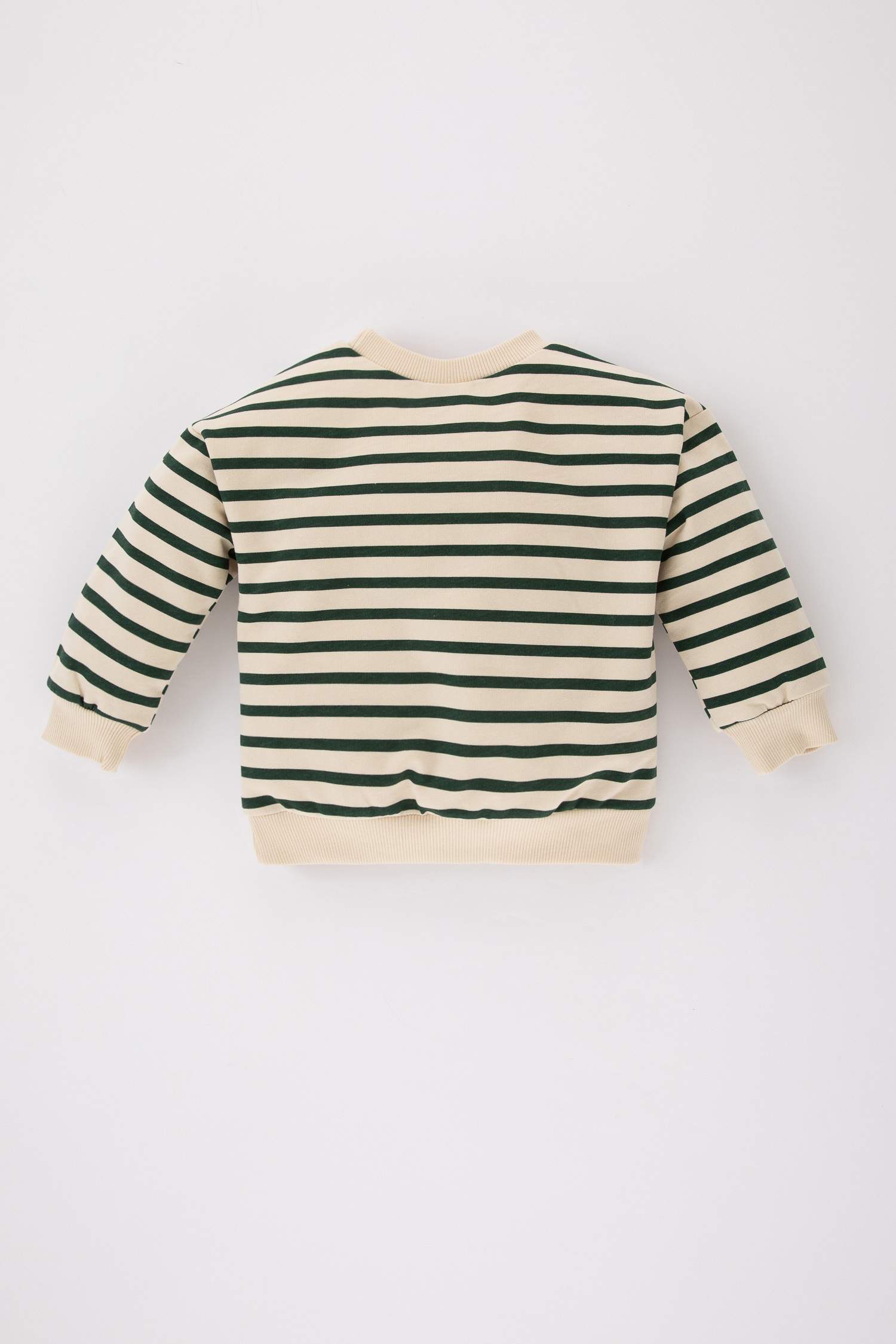 Erkek Bebek Bisiklet Yaka Çizgili Sweatshirt