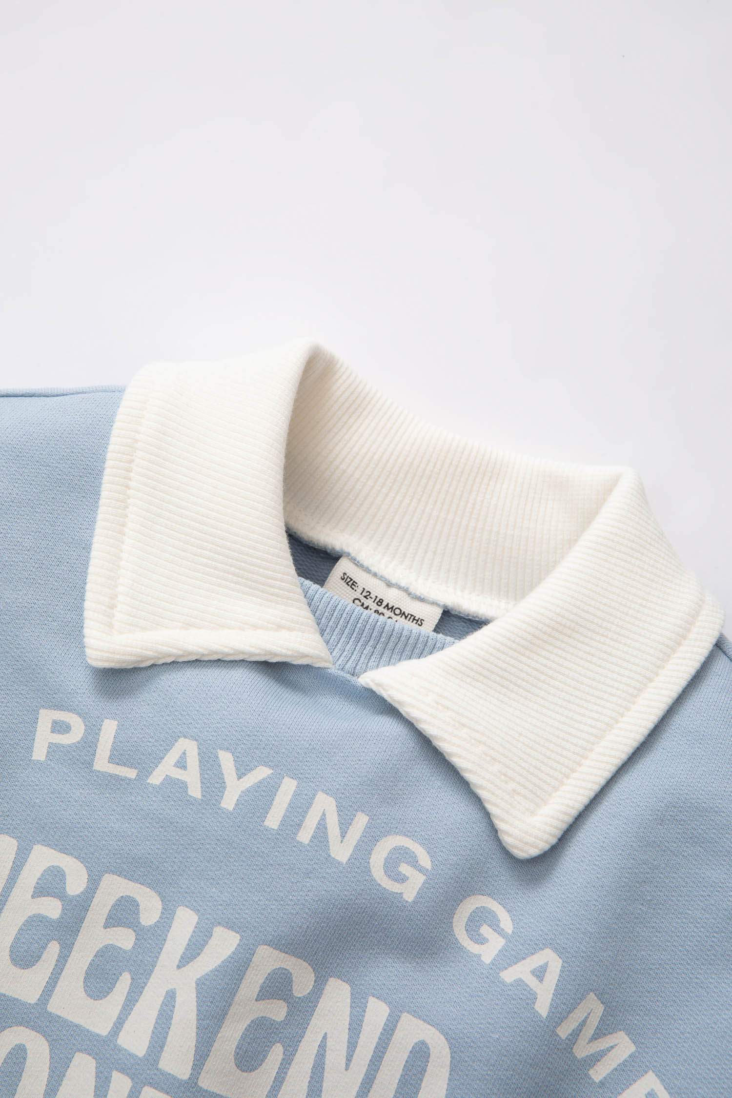 Baby Boy Shirt Collar Printed Sweatshirt