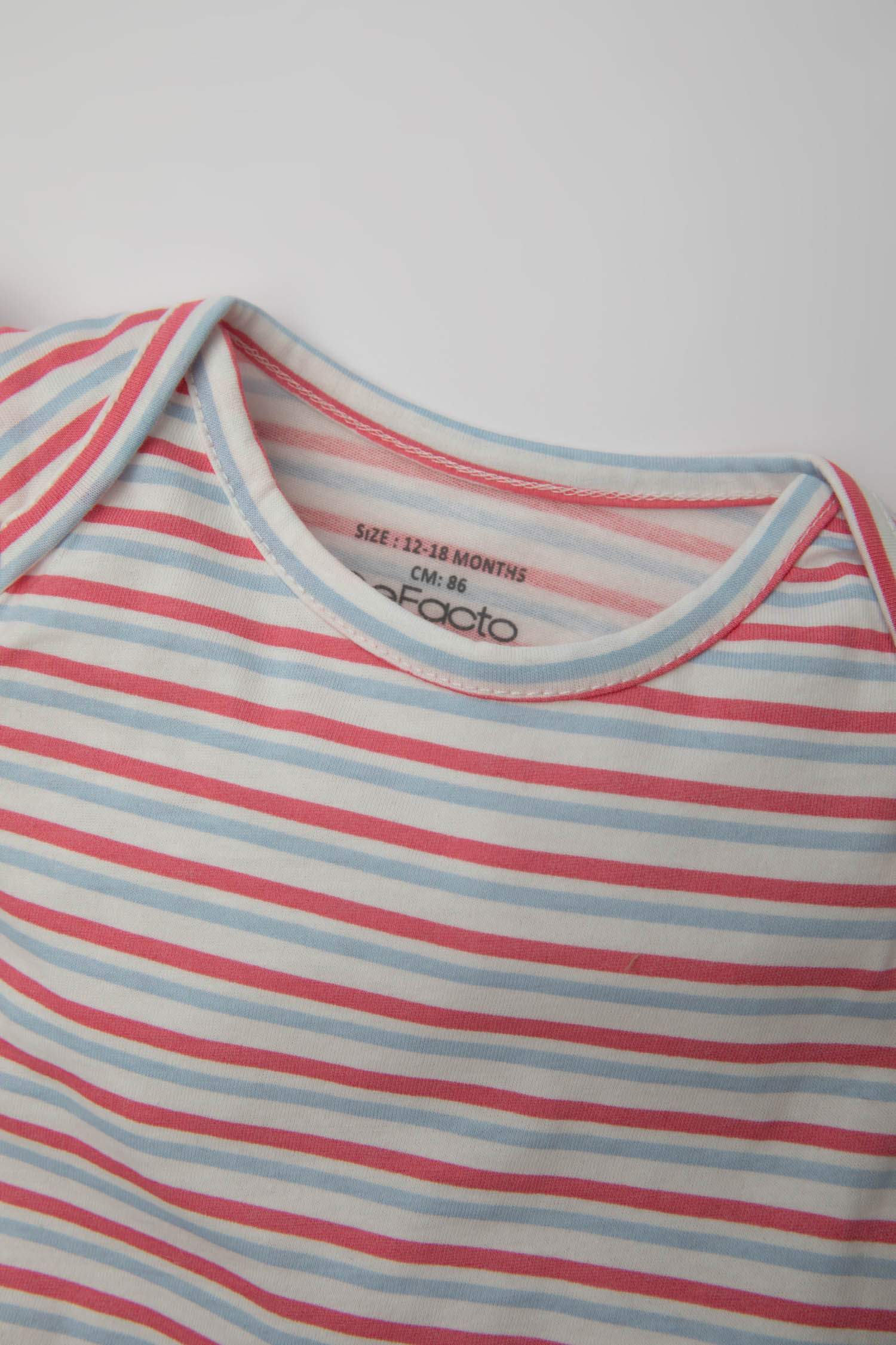 Kız Bebek Yenidoğan Çizgili Penye 2'li Kolsuz Tulum