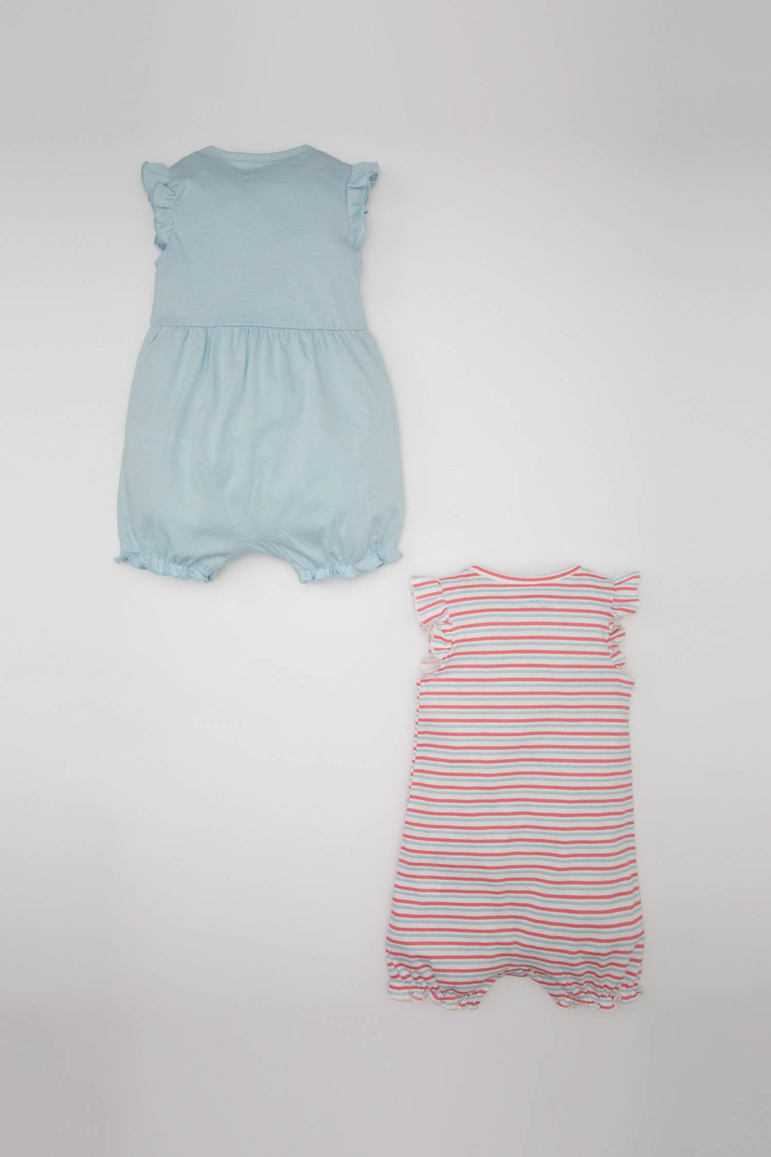 Kız Bebek Yenidoğan Çizgili Penye 2'li Kolsuz Tulum