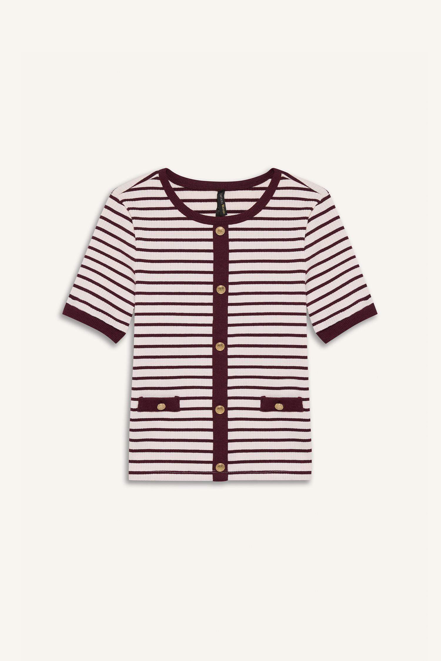 Slim Fit Crew Neck Striped Ribbed Camisole T-Shirt