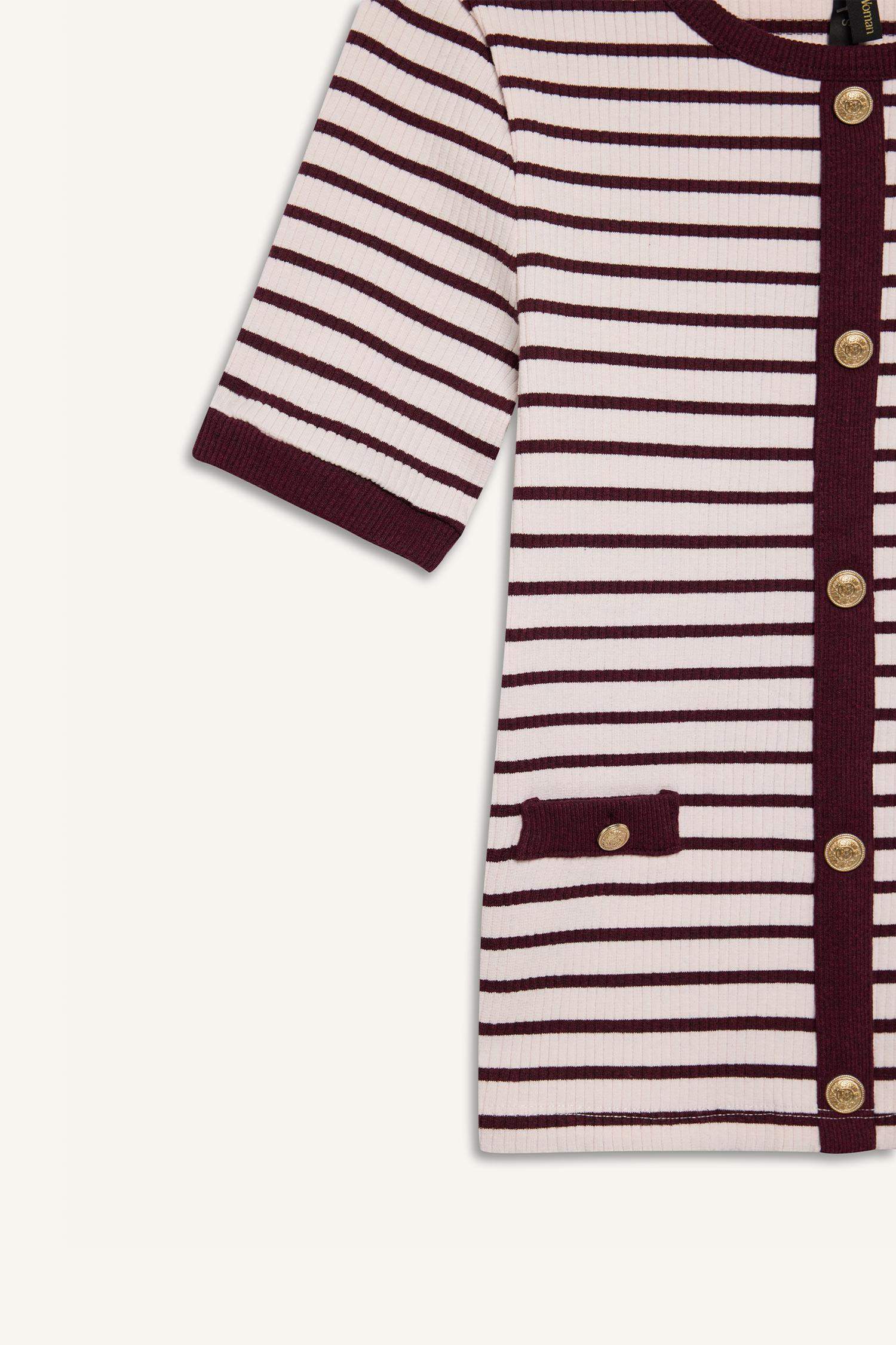 Slim Fit Crew Neck Striped Ribbed Camisole T-Shirt