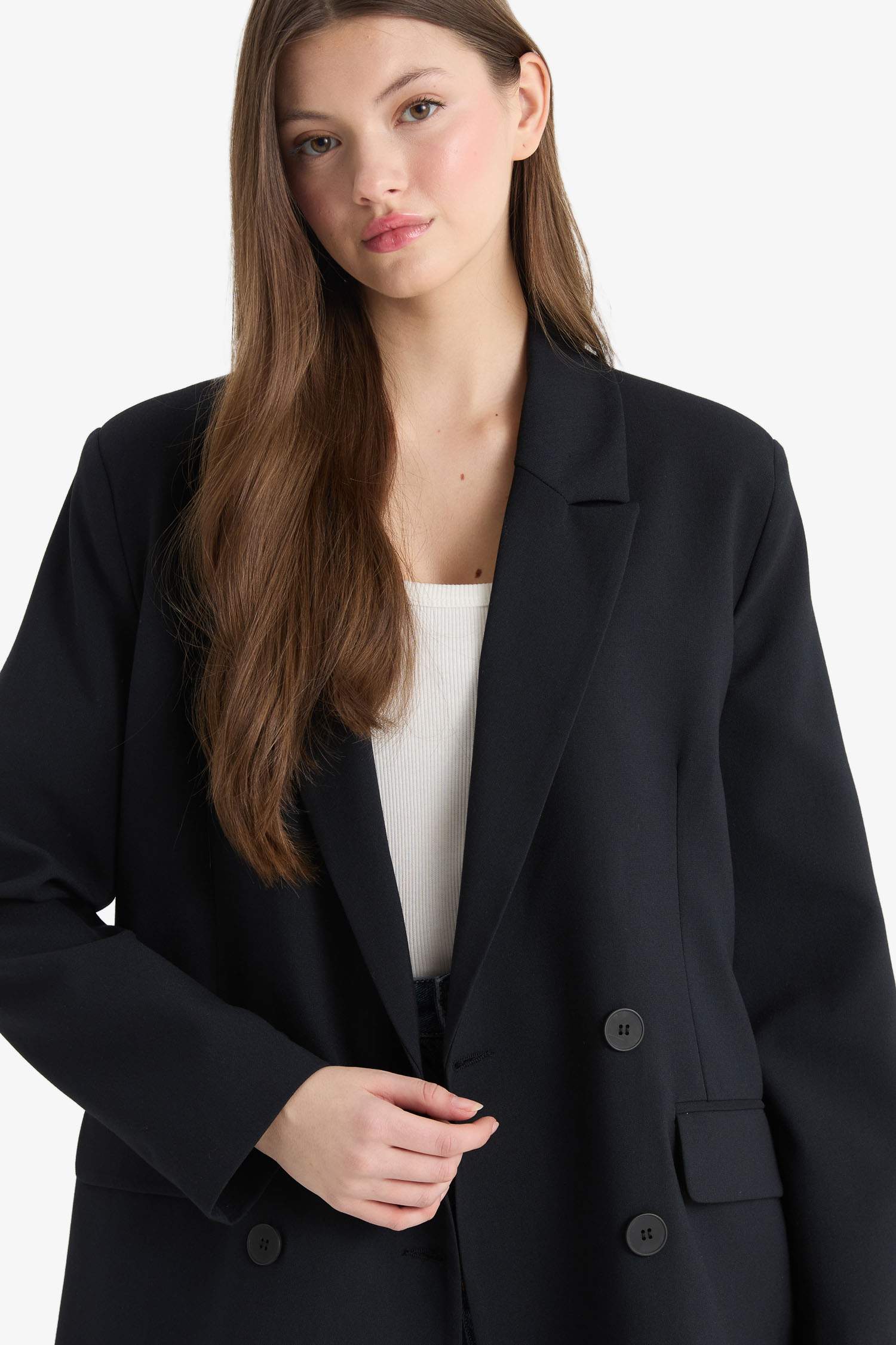 Oversize Geniş Kalıp Basic Düz Blazer Ceket