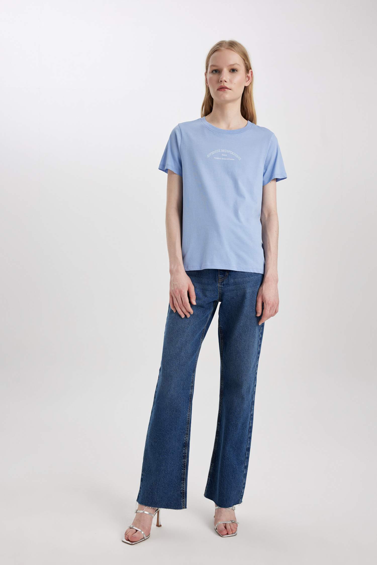 Regular Fit Crew Neck Slogan Short Sleeve T-Shirt