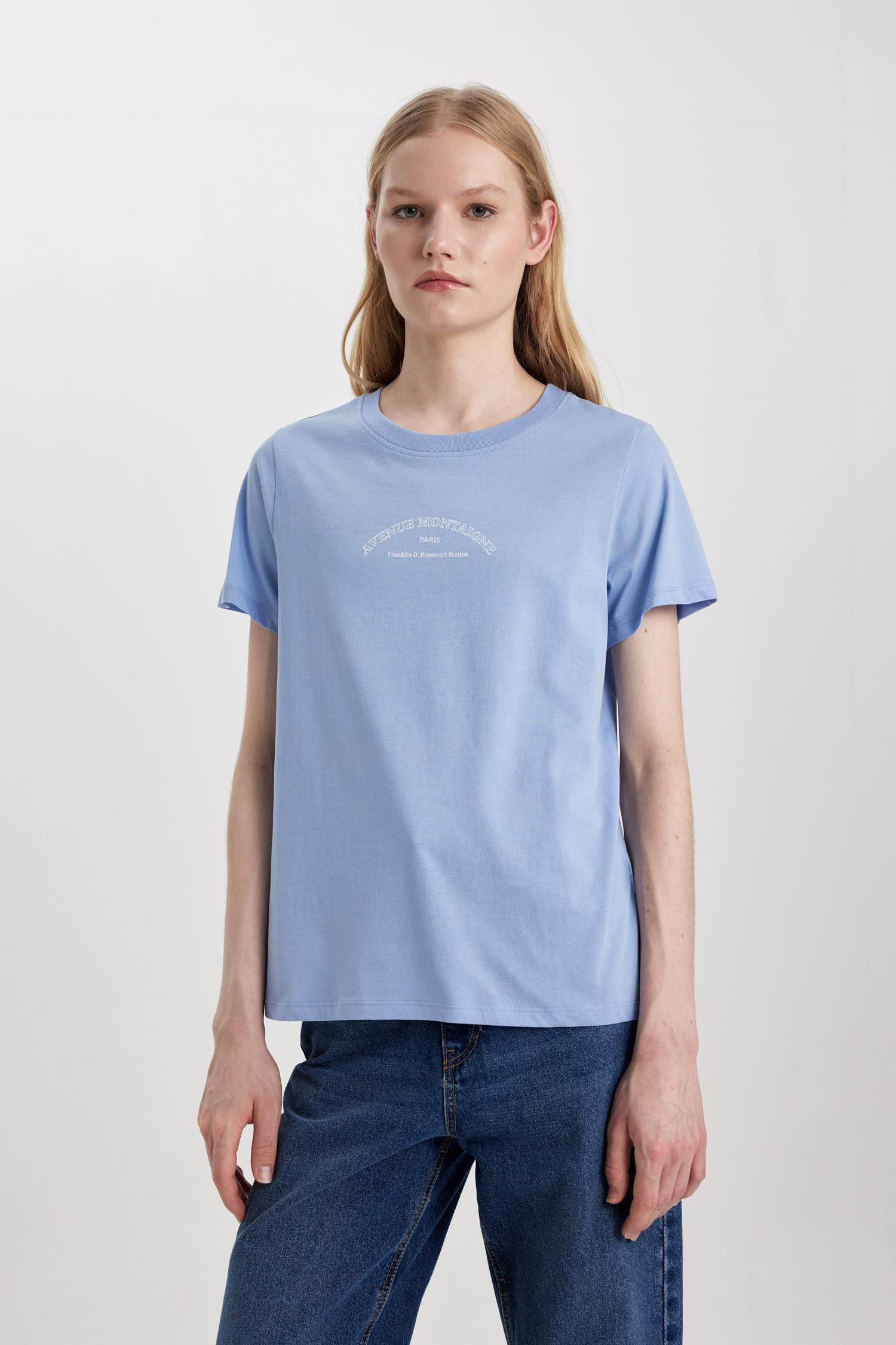 Regular Fit Crew Neck Slogan Short Sleeve T-Shirt