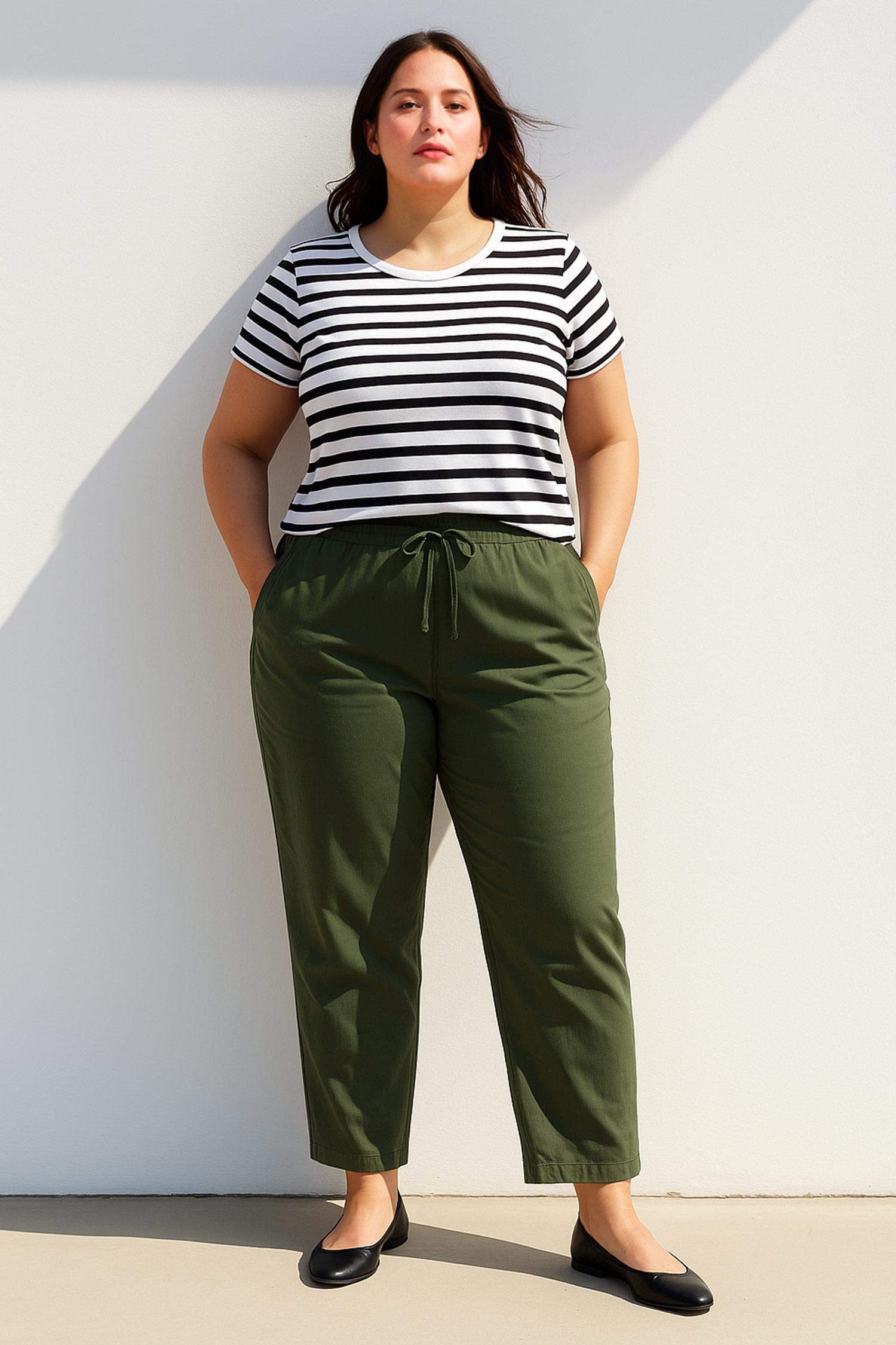 T-shirt rayé à col rond et manches courtes Coupe régulière