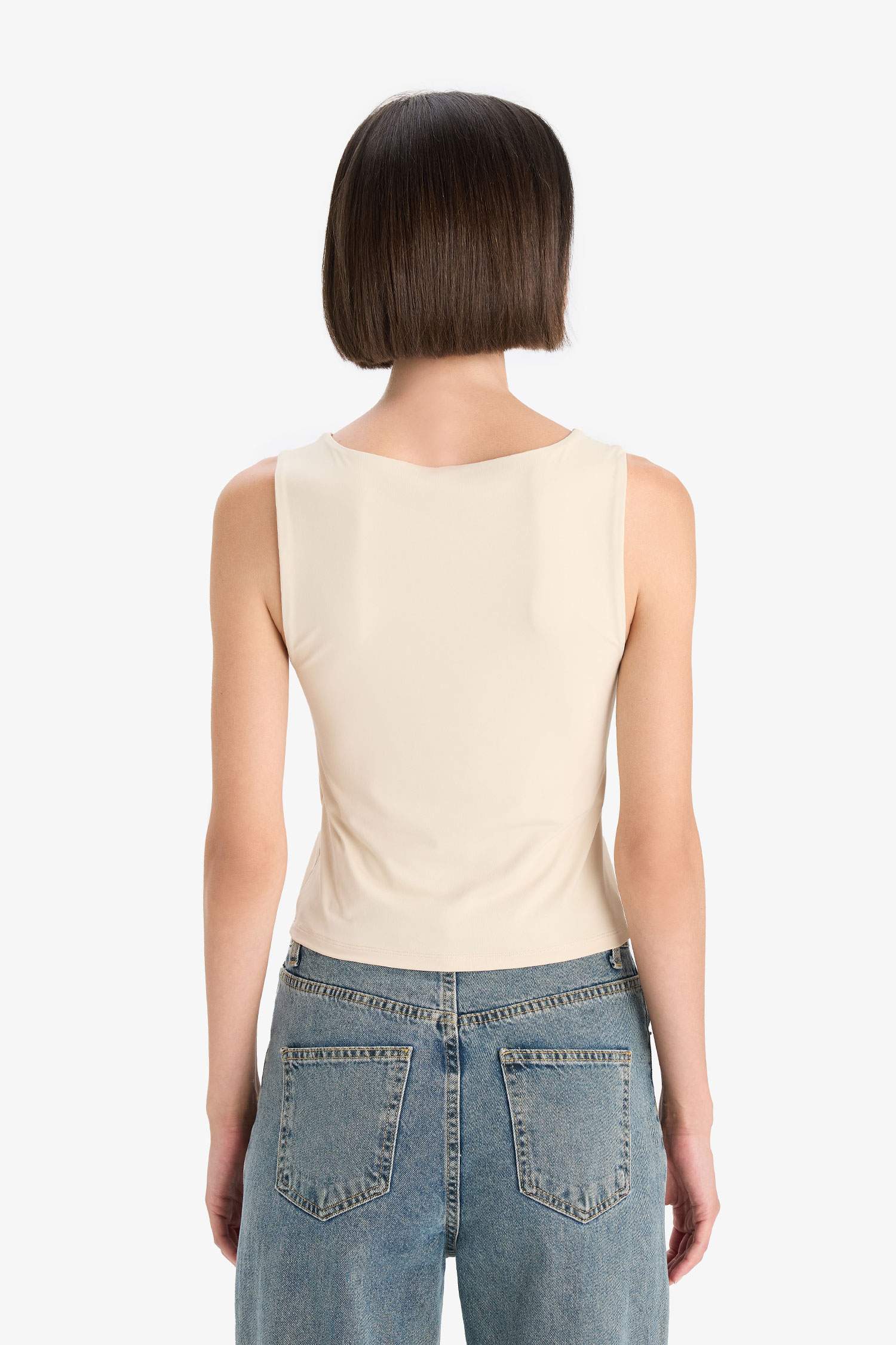 Slim Fit Dar Kesim Basic Düz Kare Yaka Atlet