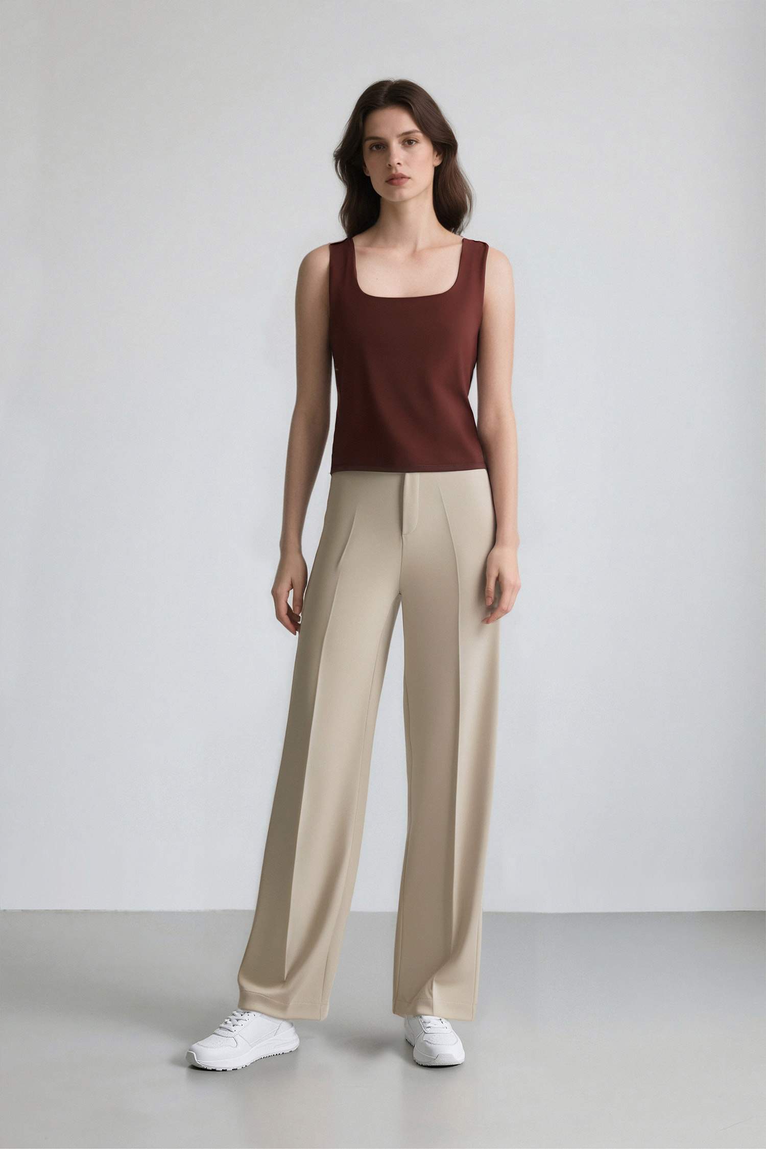 Slim Fit Dar Kesim Basic Düz Kare Yaka Atlet