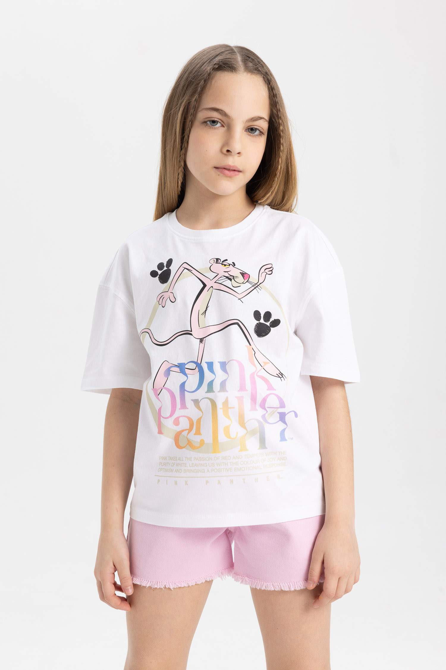 Girl Pink Panther Oversize Fit Short Sleeve T-Shirt