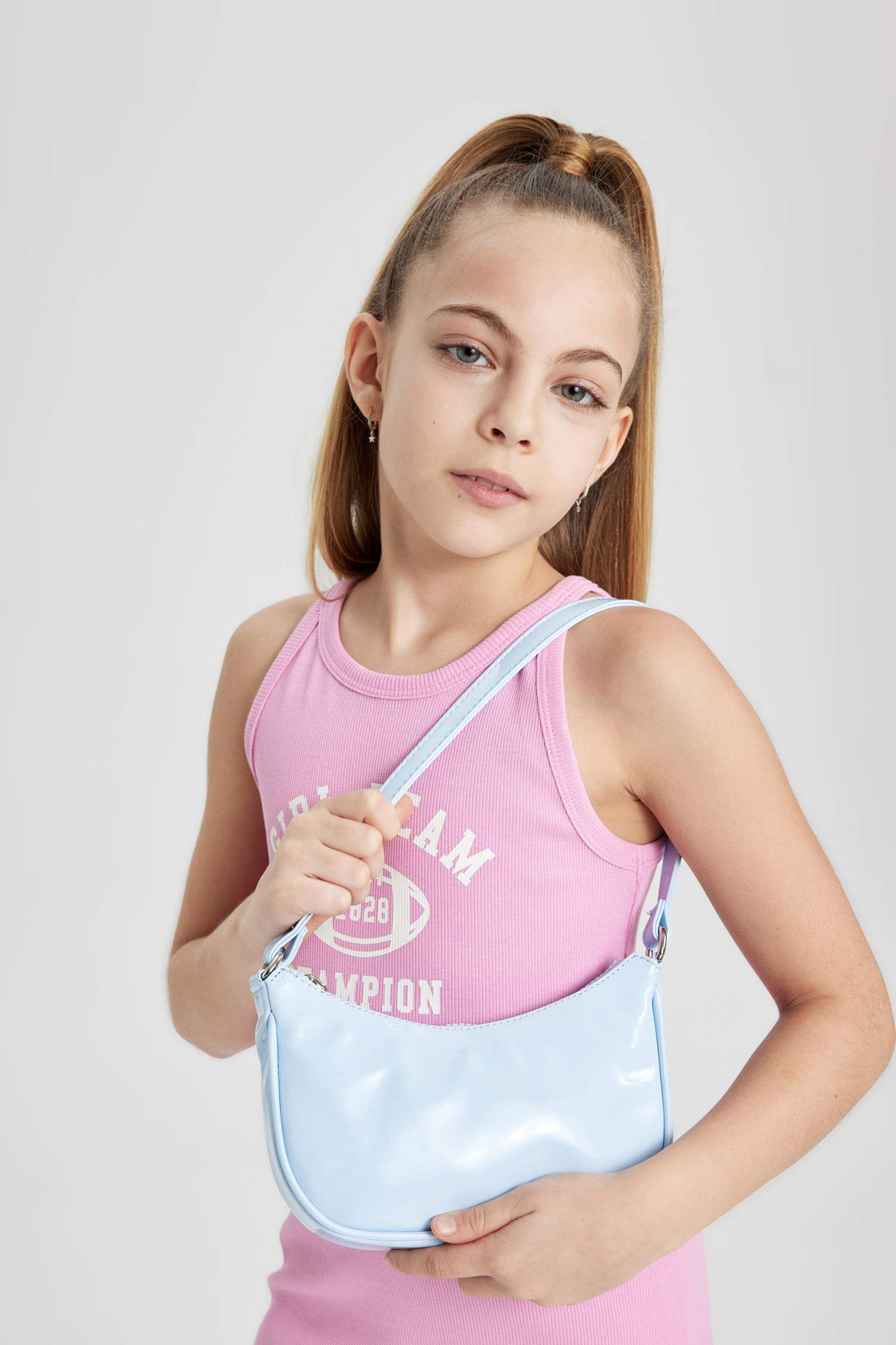 Girl Shiny Faux Leather Handbag