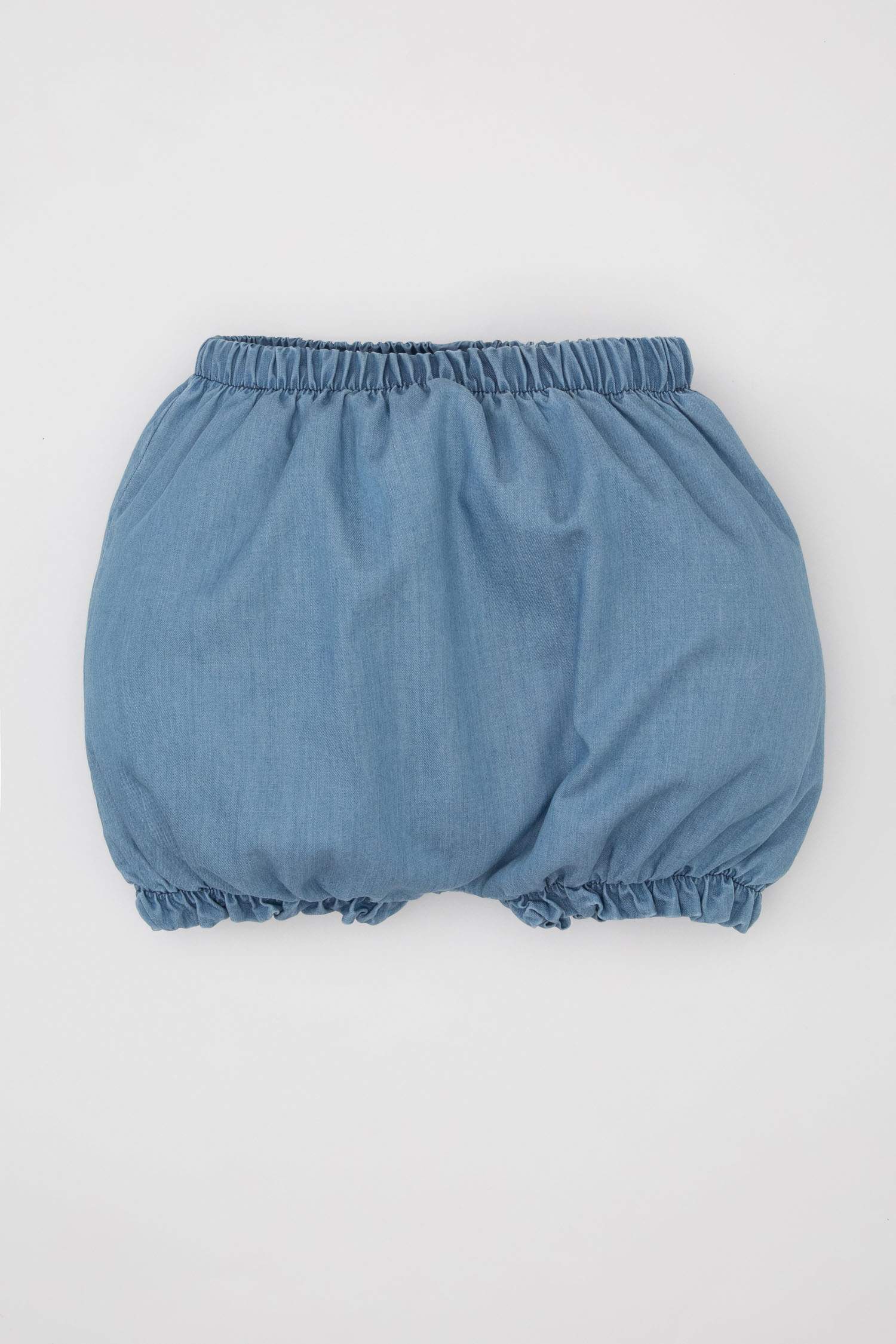 Kız Bebek 3'lü Takım Bisiklet Yaka Kısa Kollu Tişört Yumuşak Jean Şort Saç Bandı 