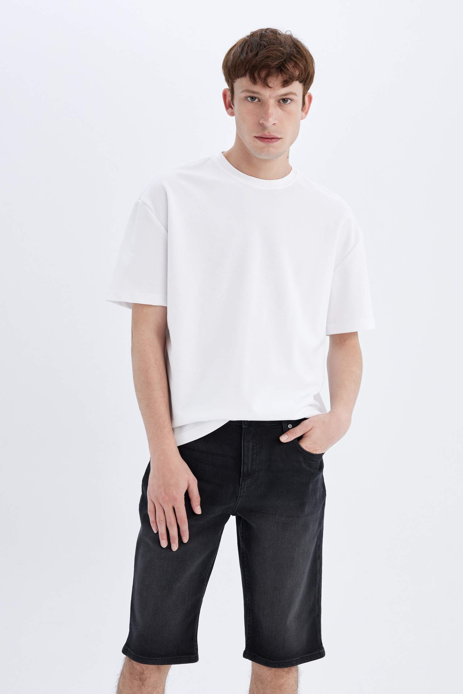 Regular Fit Denim Bermuda Shorts