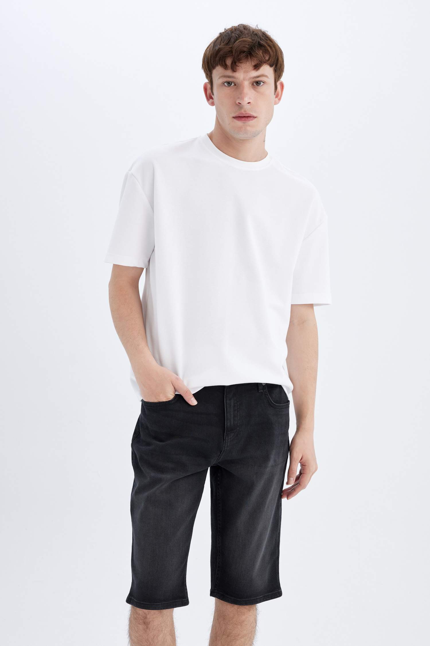 Regular Fit Denim Bermuda Shorts