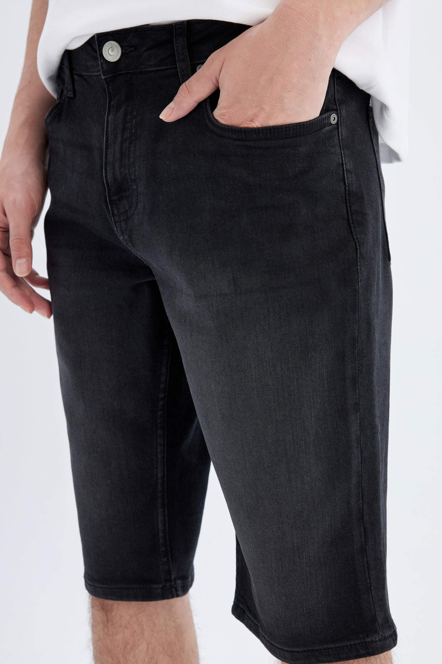 Regular Fit Denim Bermuda Shorts