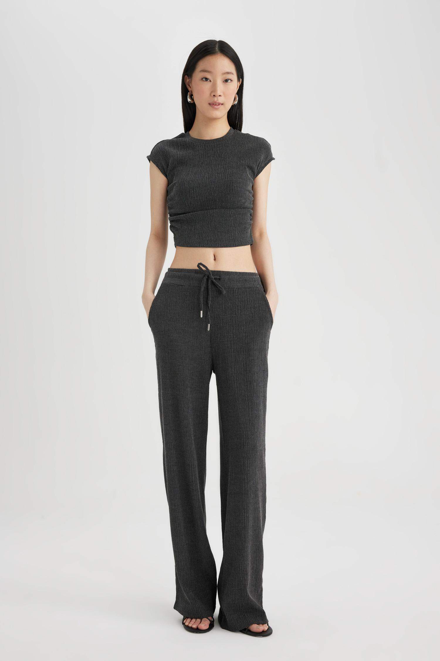 Carrot Fit Wrinkled Sweatpants