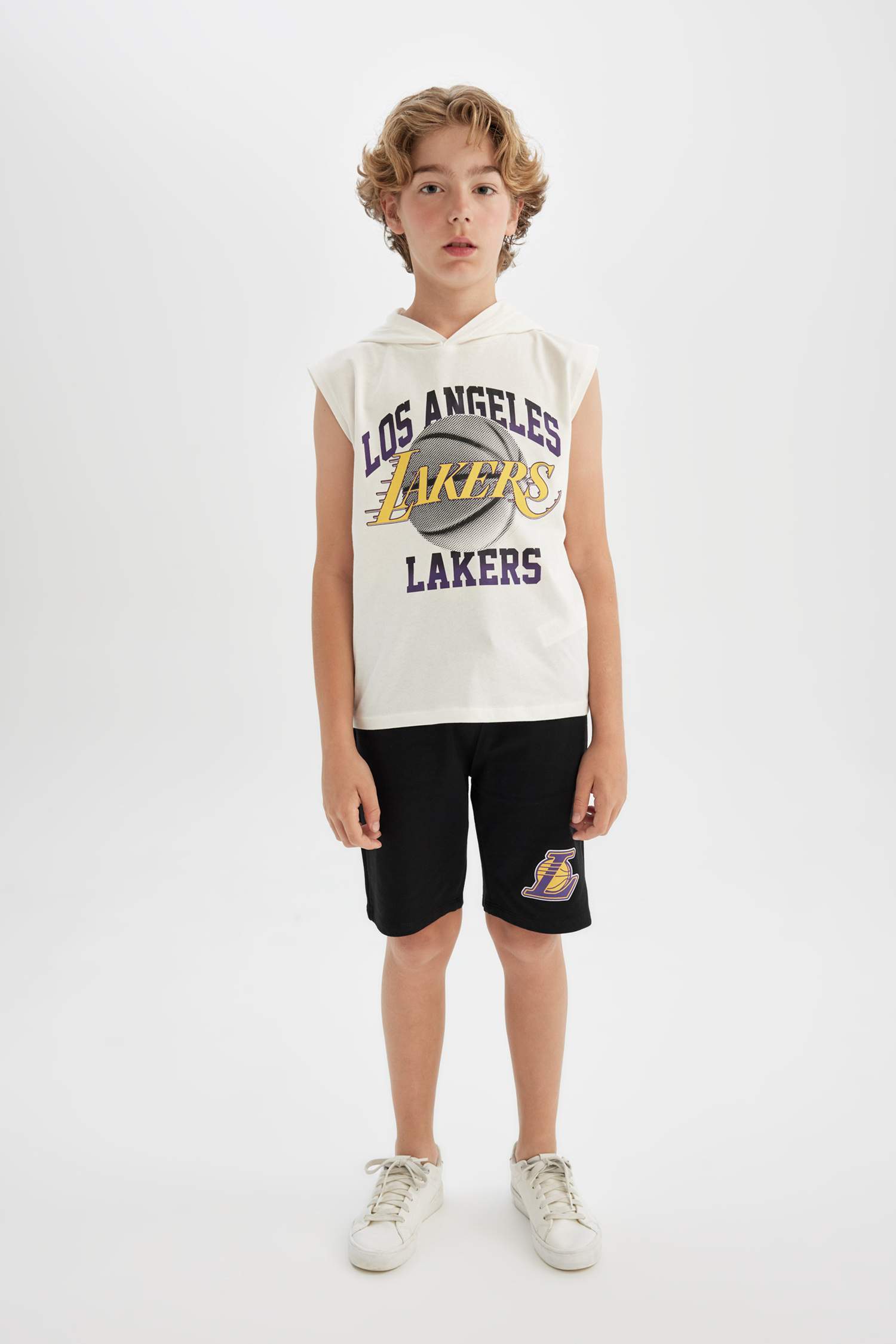 Boy NBA Los Angeles Lakers Hooded T-Shirt Shorts 2 Piece Set